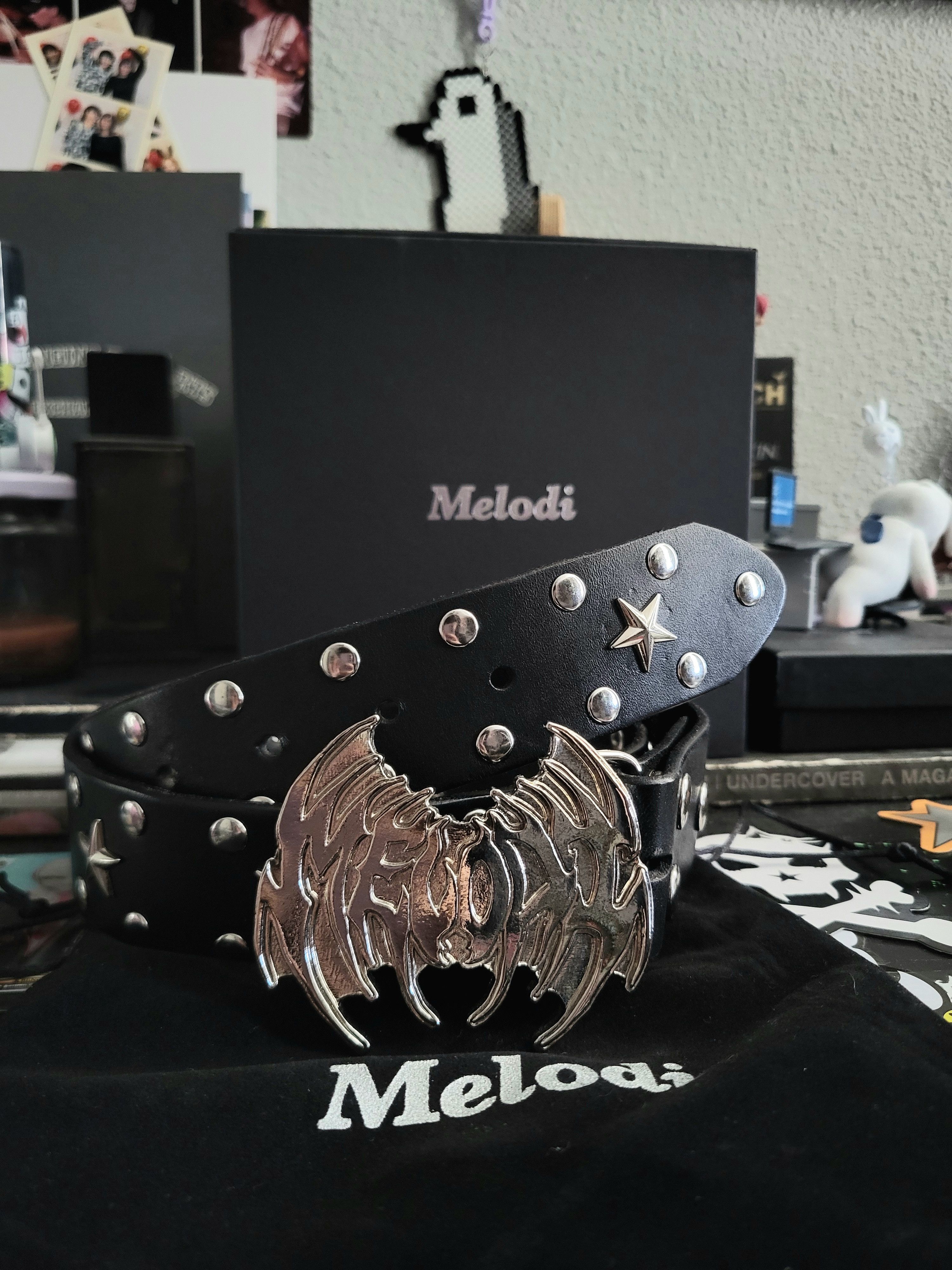 EC Melodi BROWN PLAID STAR STUDDED CAP ec melodi BROWN PLAID STAR