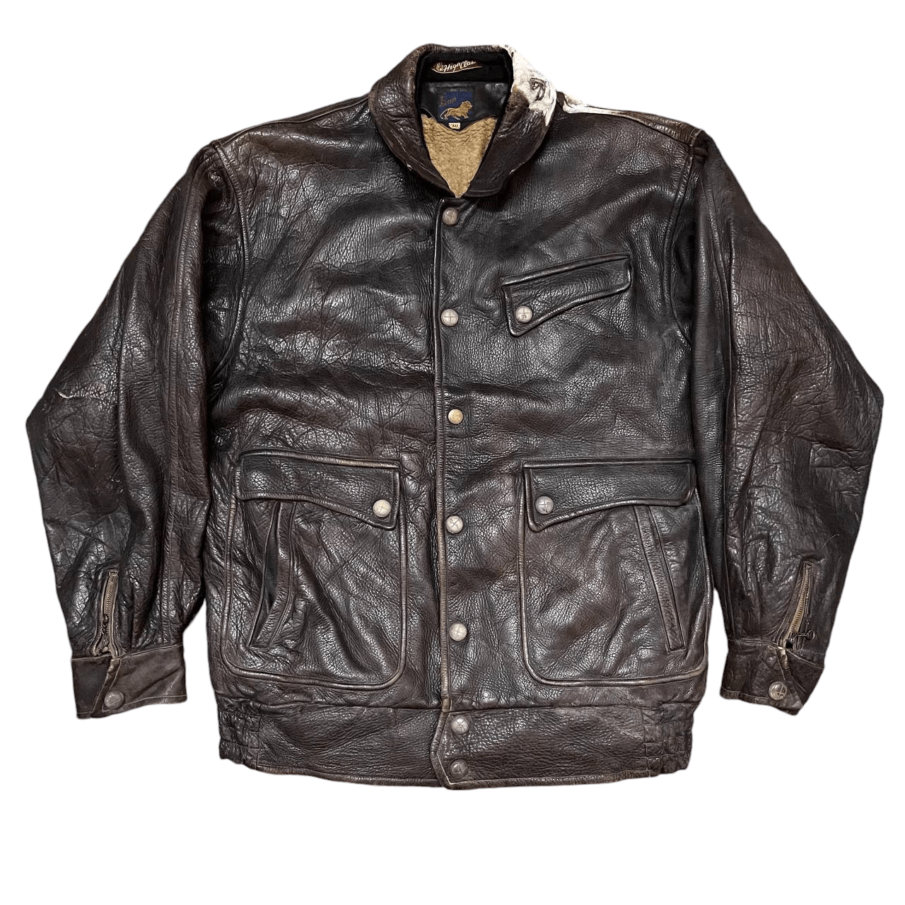 Genuine Leather Vintage Lion Leather Bomber Jacket Size US M / EU 48-50 / 2 - 1 Thumbnail