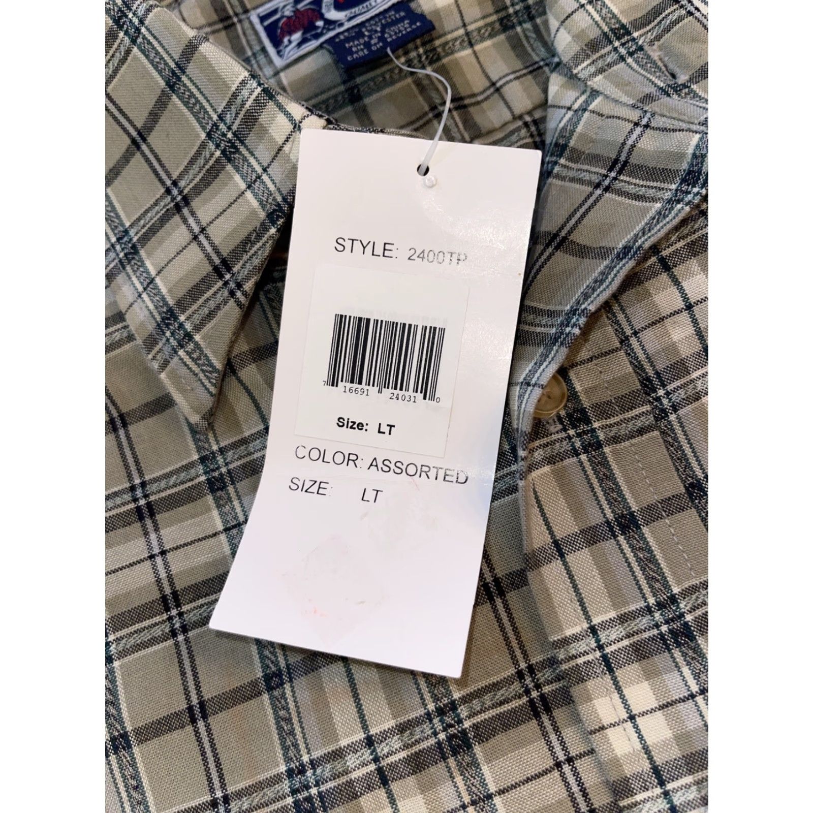 Vintage Williams Bay Plaid Oxford Flannel Shirt Button-Down Large Tall Tan Green Cream Cotton-Polyester Button-Up Mens Size US L / EU 52-54 / 3 - 7 Thumbnail