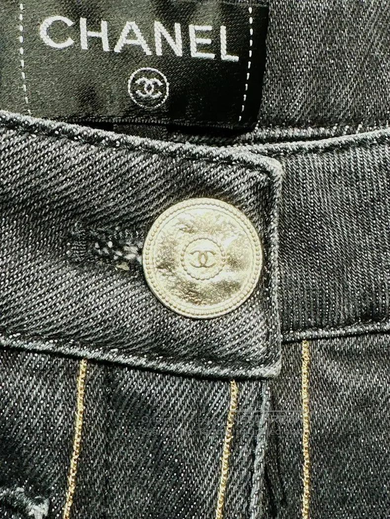 Chanel Chanel 20P dark gray metal chain decorative denim trousers Size 25" / US 0 / IT 36 - 3 Thumbnail