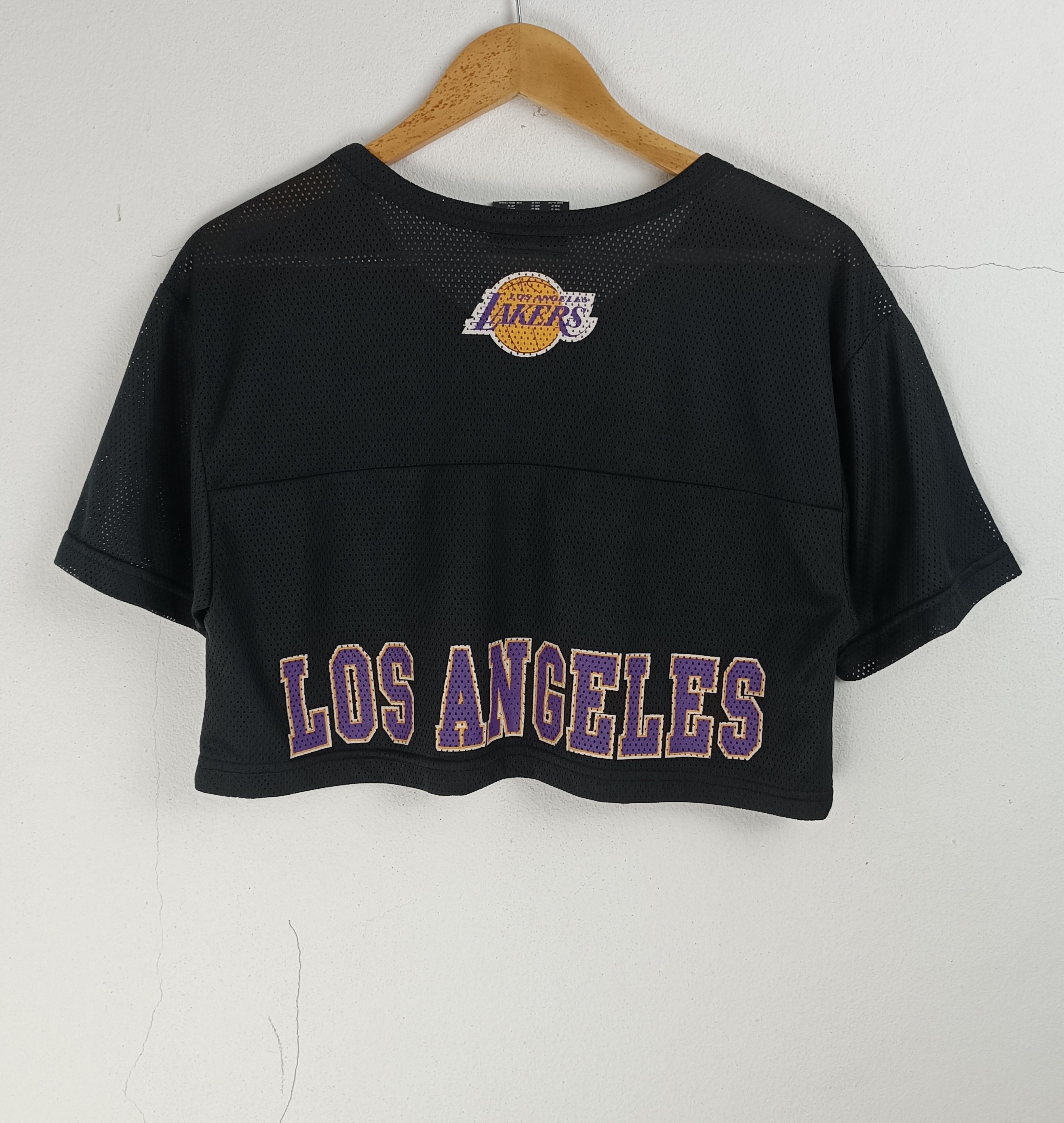 NBA VINTAGE Y2K LA LAKERS MESH NET CROP TOP NBA NFL MLB SPORTS Size S / US 4 / IT 40 - 4 Thumbnail