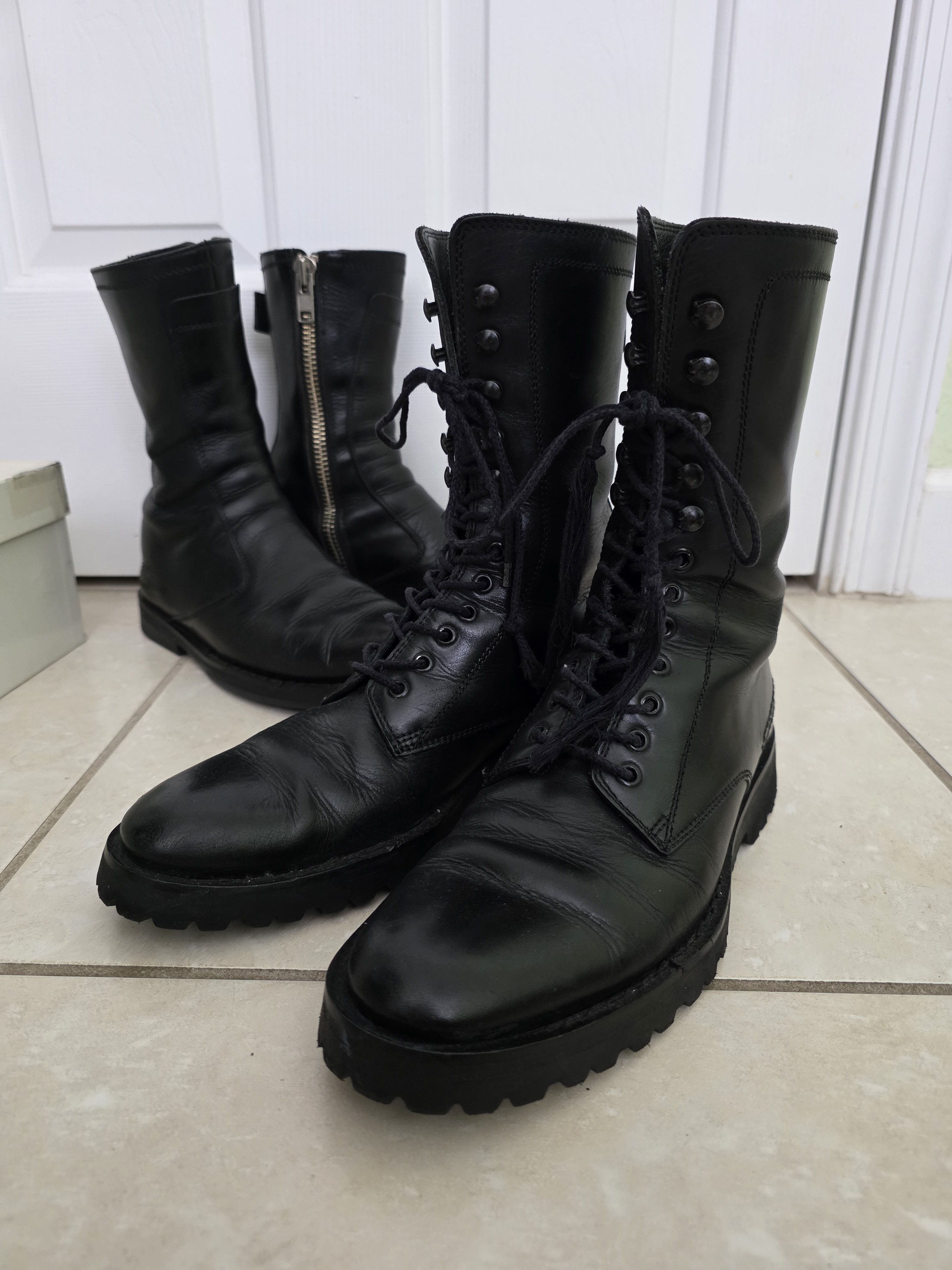 Dior × Hedi Slimane Dior homme AW04 “VOTC” black suede side zip