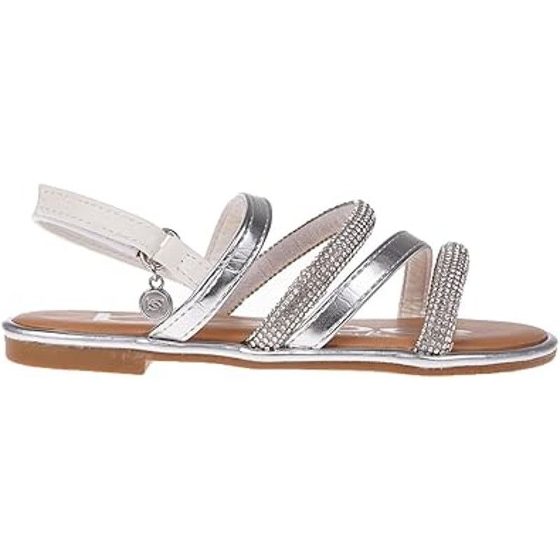 Bebe Bebe Girls Size 12 Silver Rhinestone Flat Sandal Shoes Size US 12 / IT 42 - 2 Thumbnail