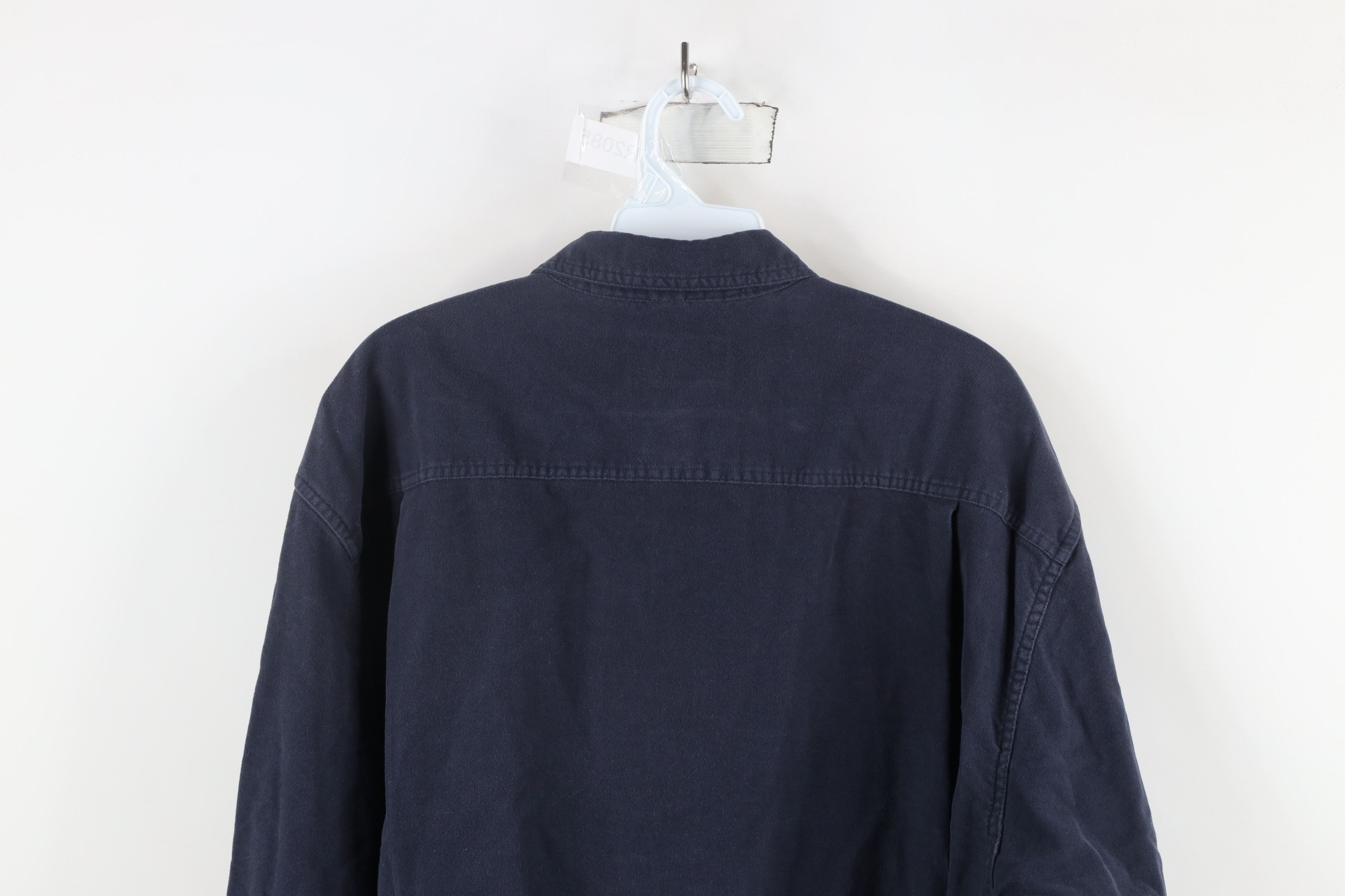 Eddie Bauer × Vintage Vintage 90s Eddie Bauer Chamois Cloth Button Shirt Navy Blue Size US L / EU 52-54 / 3 - 8 Thumbnail