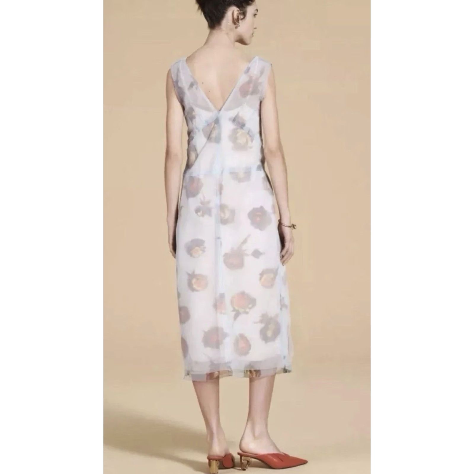 Zara Nwt Zara Dress Midi Short Sleeve No Pattern V Neck Blue Knit Midi Dress Size M - Zara Women MIDI Dress Blue/Multi 90s/Event/Party Womens Size 32" / US 10 / IT 46 - 2 Thumbnail