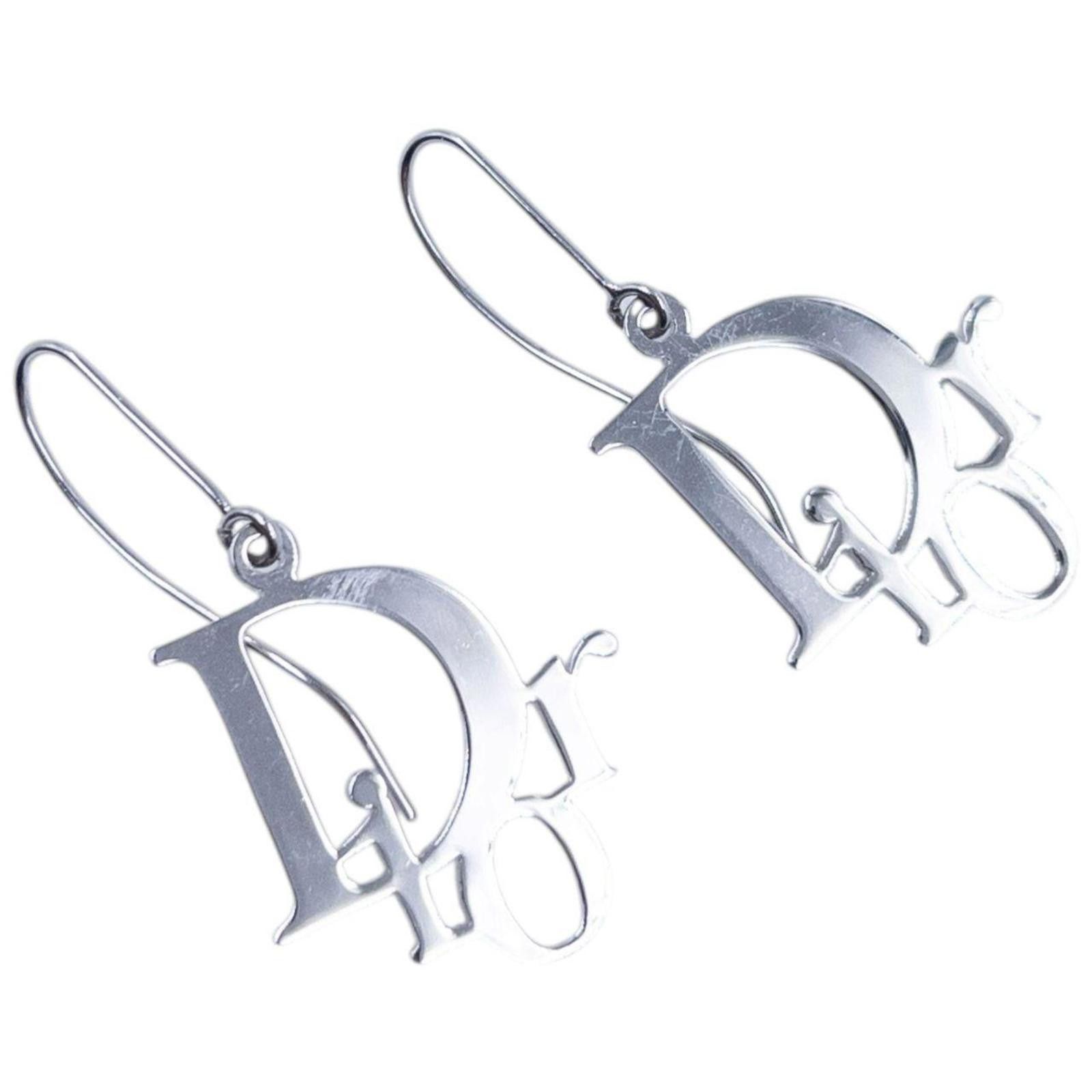 Dior Vintage 2000s Dior Silver Logo Earrings Size ONE SIZE - 6 Thumbnail