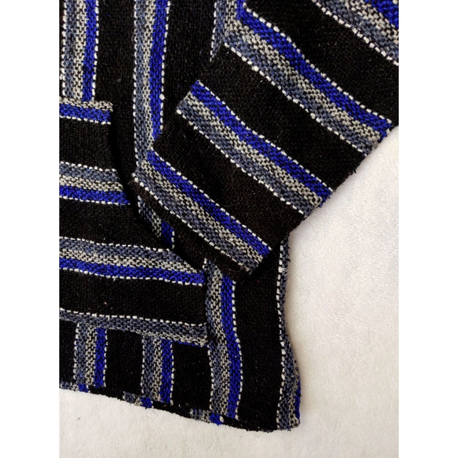 KangaROOS Franks Hoodie Mens L Blue Black White Stripe Drug Rug Baja Pullover Kangaroo Size US L / EU 52-54 / 3 - 2 Thumbnail