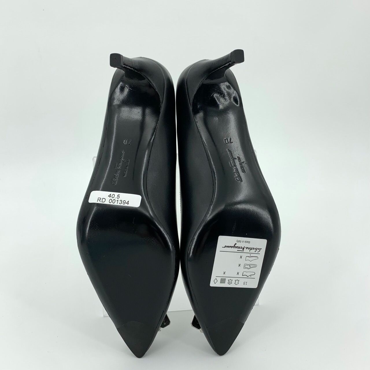 Salvatore Ferragamo Salvatore Ferragamo Black Leather Heels With Crystal Buckle Size US 7 / IT 37 - 4 Thumbnail
