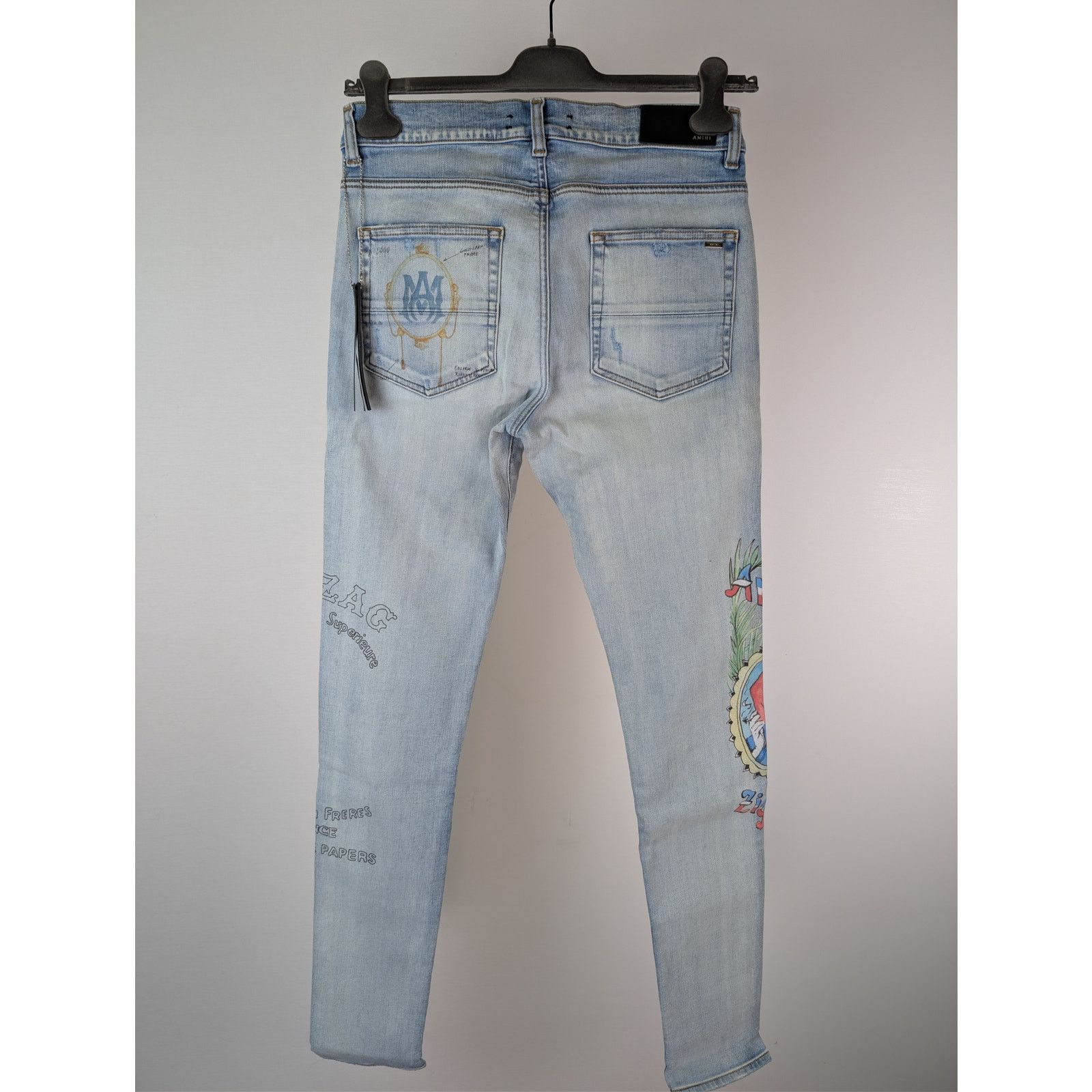 Amiri o1rshd1 Zig Zag Jean Denim Jeans in Light Indigo 29 Size US 29 - 12 Thumbnail
