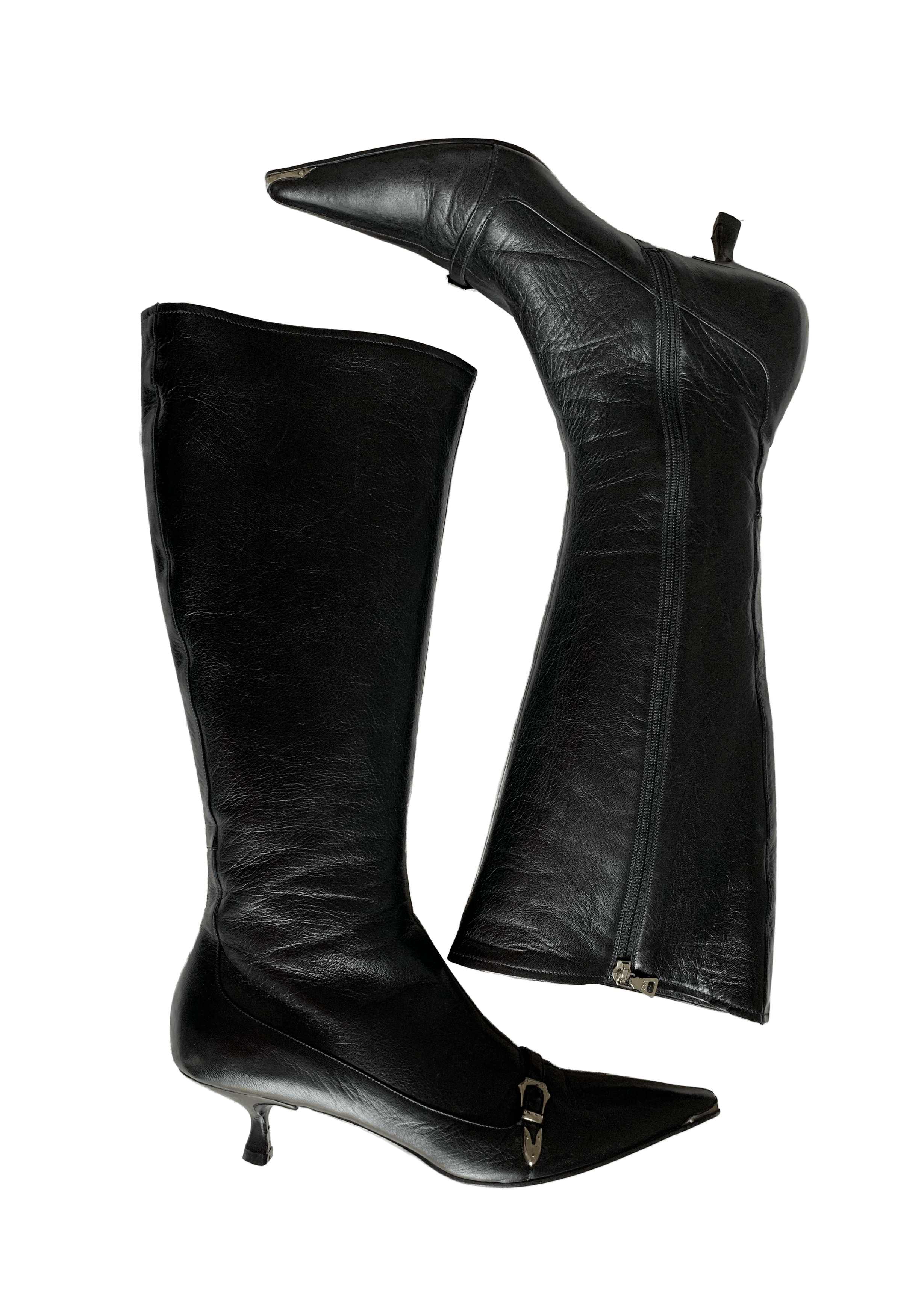 Prada 90s Prada leather kitten heels boots Size US 8.5 / IT 38.5 - 2 Thumbnail