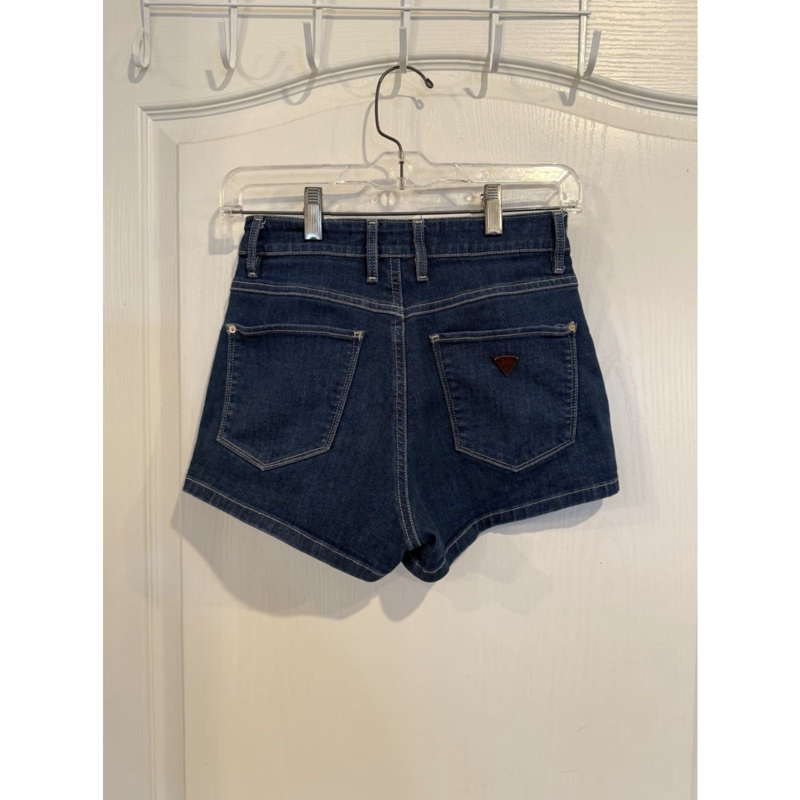 Guess GUESS Women's Denim Blue Jean High Waisted Shorts 27 Regular Cotton Blend Zip Rise High Shorts Women, 27, Blue Size 27" / US 4 / IT 40 - 2 Thumbnail