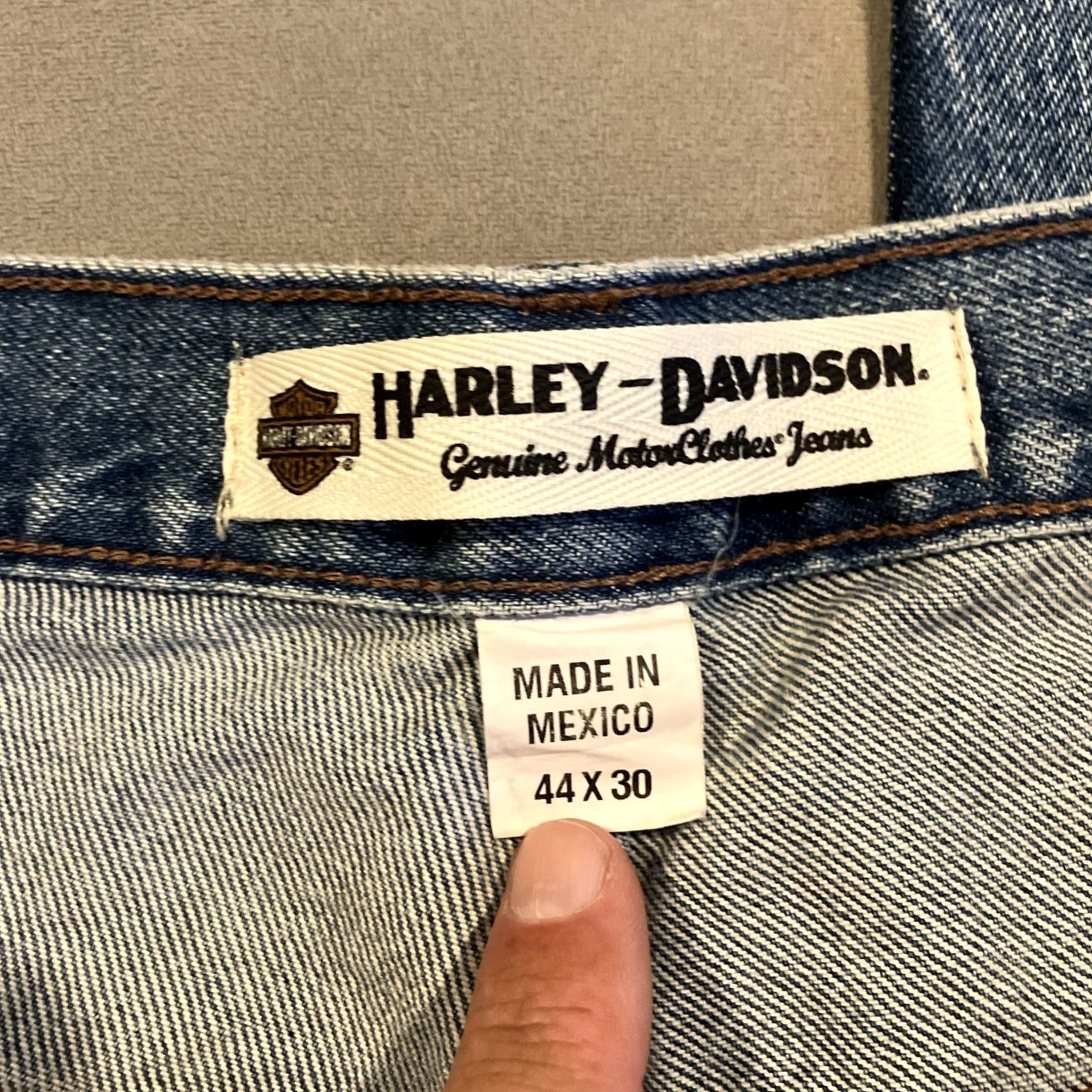 Harley Davidson Harley-Davidson Relaxed Fit Denim Jeans Men 46" Waist 30" Inseam Blue Cotton Denim 5-Pocket Logo Mid Rise Straight Style Size US 30 / EU 46 - 3 Thumbnail