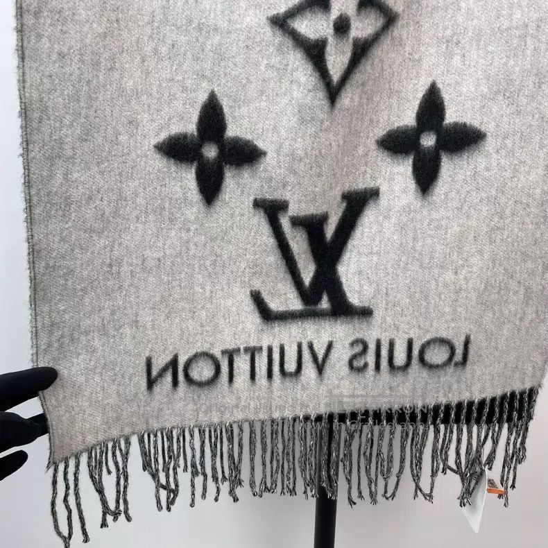 Louis Vuitton Louis Vuitton Black and grey full-printed cashmere double- Size ONE SIZE - 5 Thumbnail