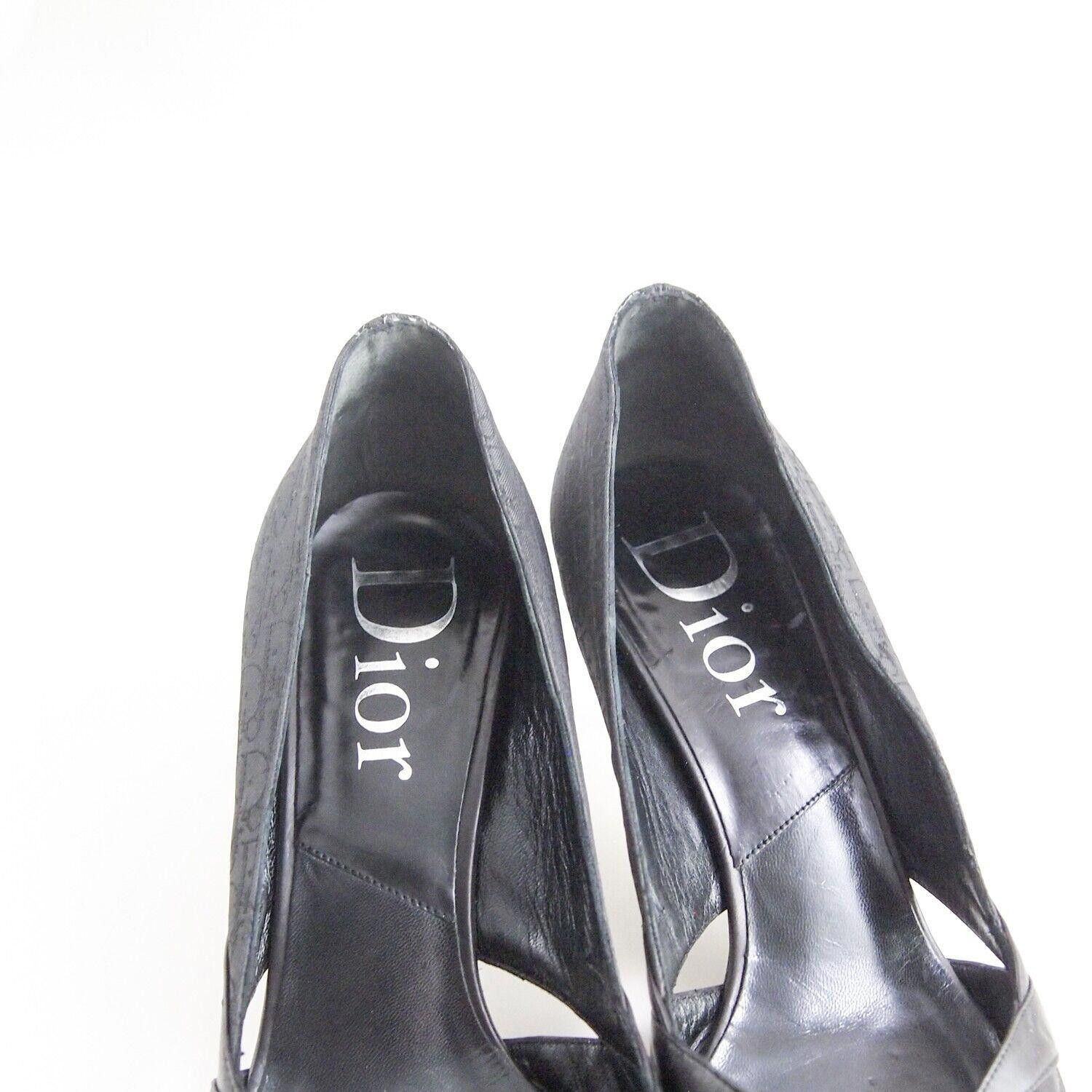 Dior Dior Oblique Heels Black Leather Fabric Womens US 9 EU 39 Size US 9 / IT 39 - 4 Thumbnail