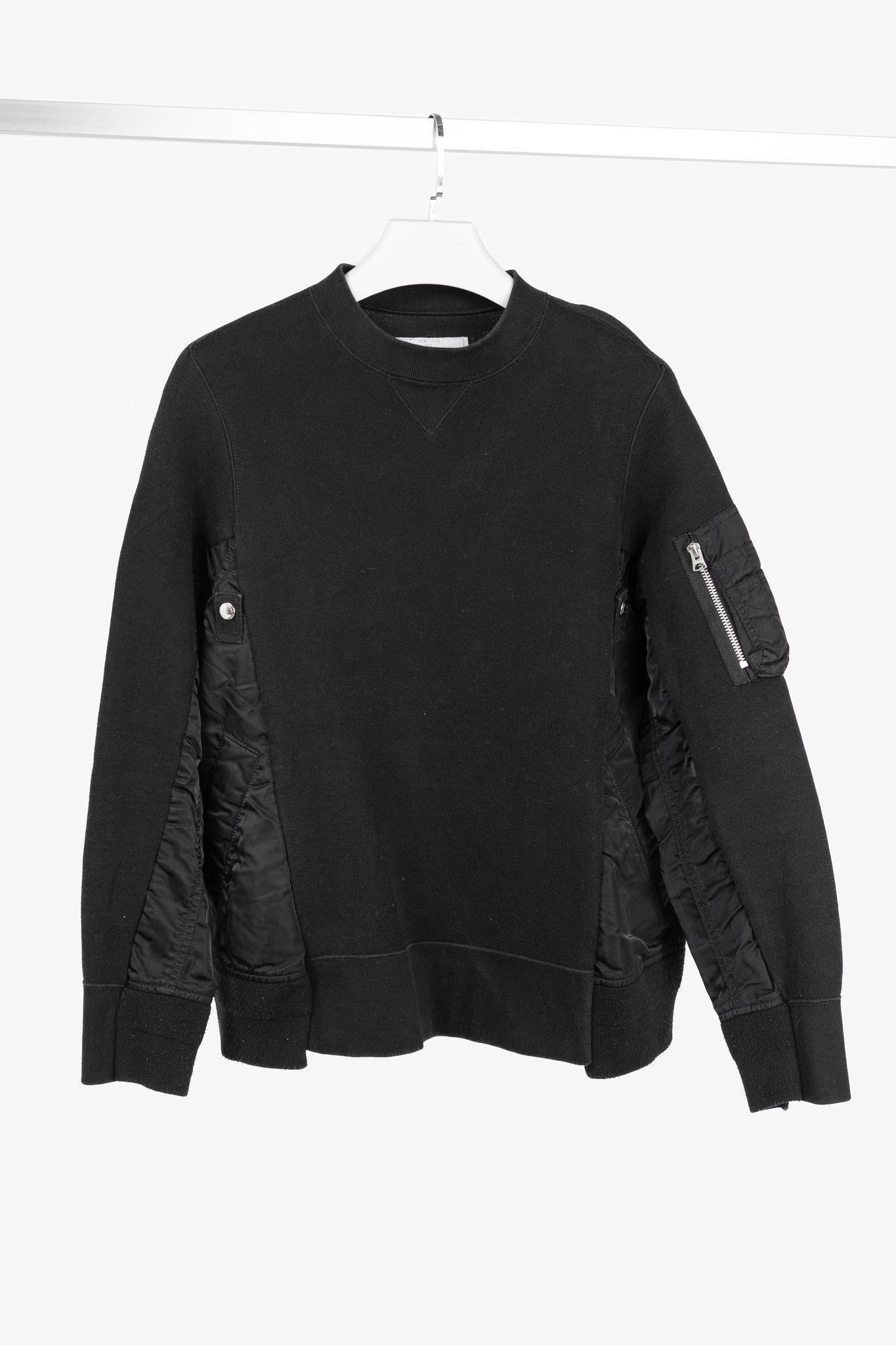 Sacai Sacai Black Cotton Sponge Sweat MA-1 Pullover Size US S / EU 44-46 / 1 - 1 Thumbnail