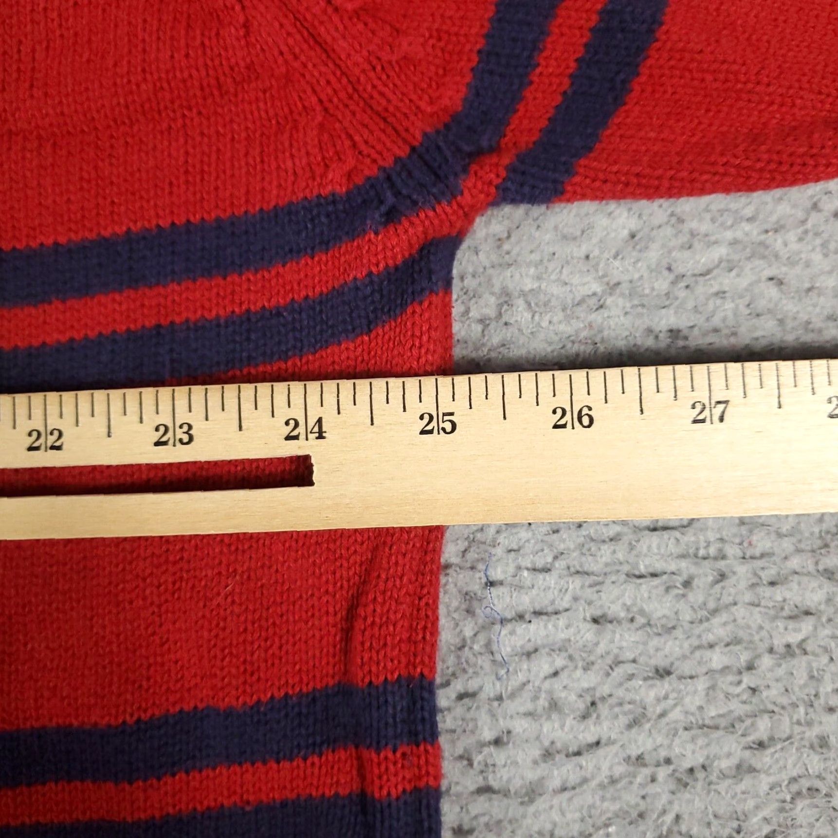 Tommy Hilfiger VINTAGE Tommy Hilfiger Mens XL Red Blue Striped Pullover Sweater Cotton Blend Long Sleeve V-Neck Logo Knit Size US XL / EU 56 / 4 - 7 Thumbnail