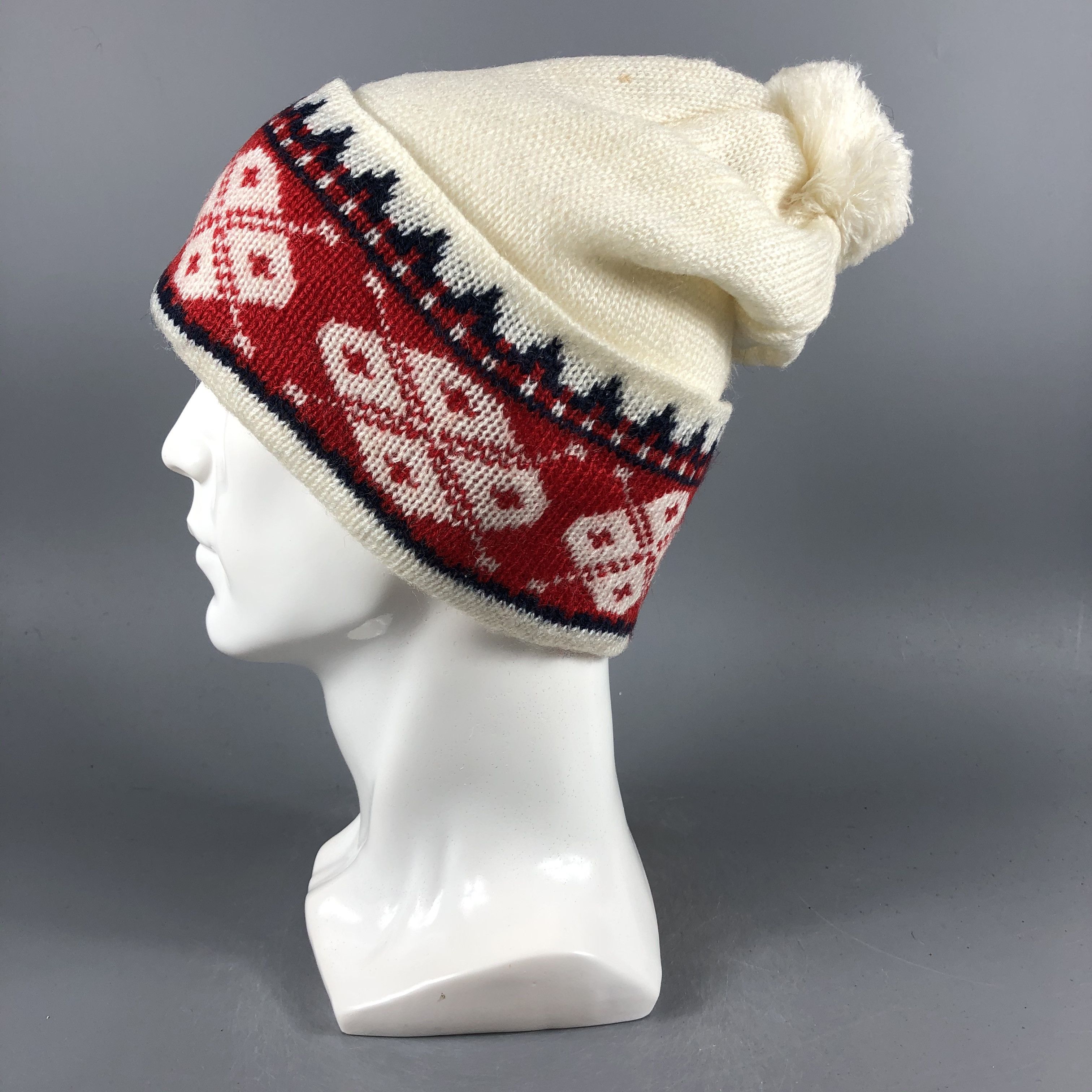 Vintage Unknown Fair Isle PomPom Beanie Snow Hat Snow Cap -D1174 Size ONE SIZE - 1 Thumbnail