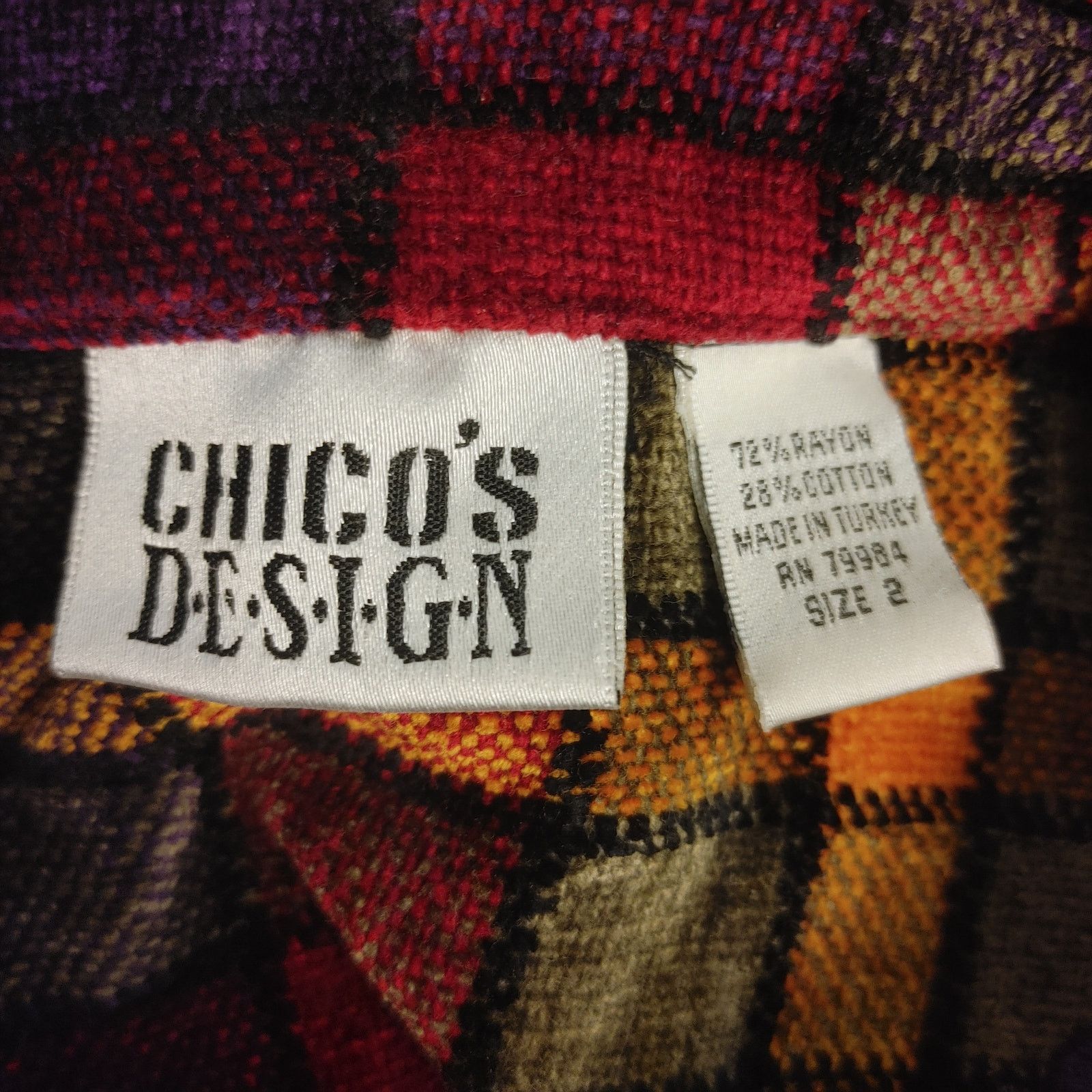 Other Chico's Design Women's 2 Red/Orange/Green Plaid Casual Shirt Size XXL / US 16-18 / IT 52-54 - 3 Thumbnail