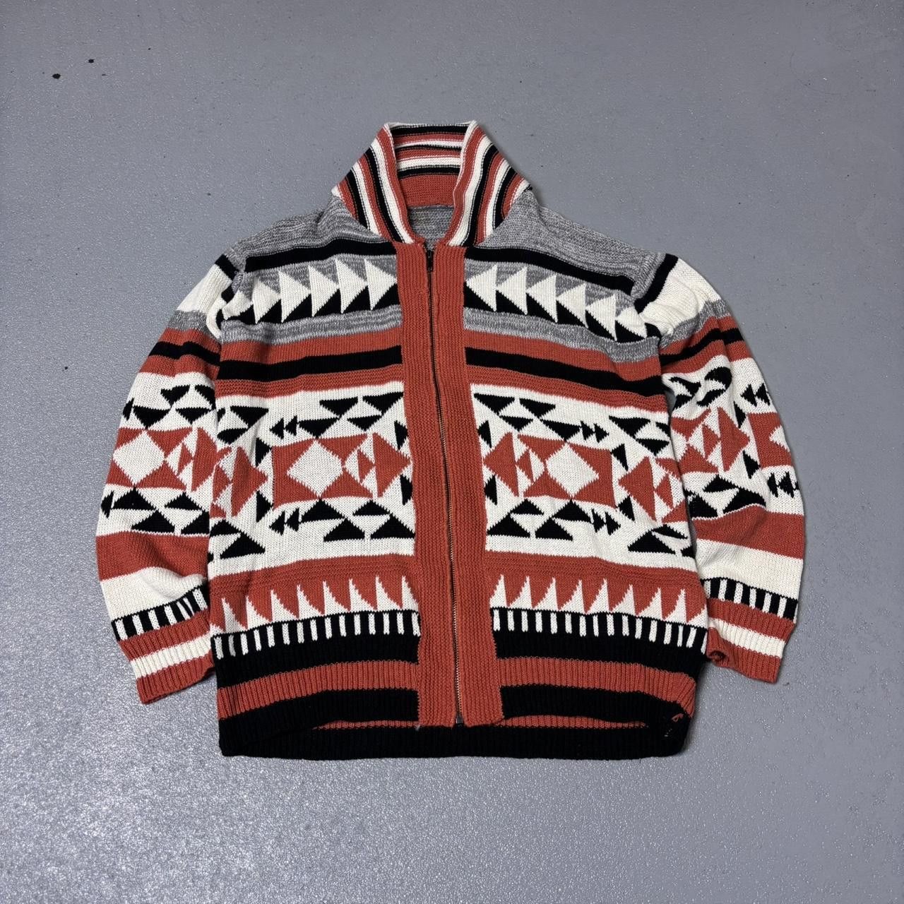 Japanese Brand × Vintage Vintage 90s geometric patterned sweater Size US L / EU 52-54 / 3 - 1 Thumbnail