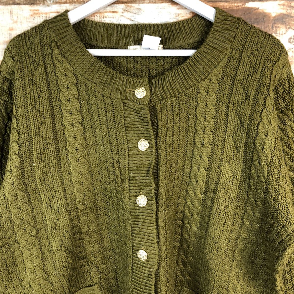 Japanese Brand Pelejutienu Green Patterned Cardigans #A2496 Size M / US 6-8 / IT 42-44 - 5 Thumbnail