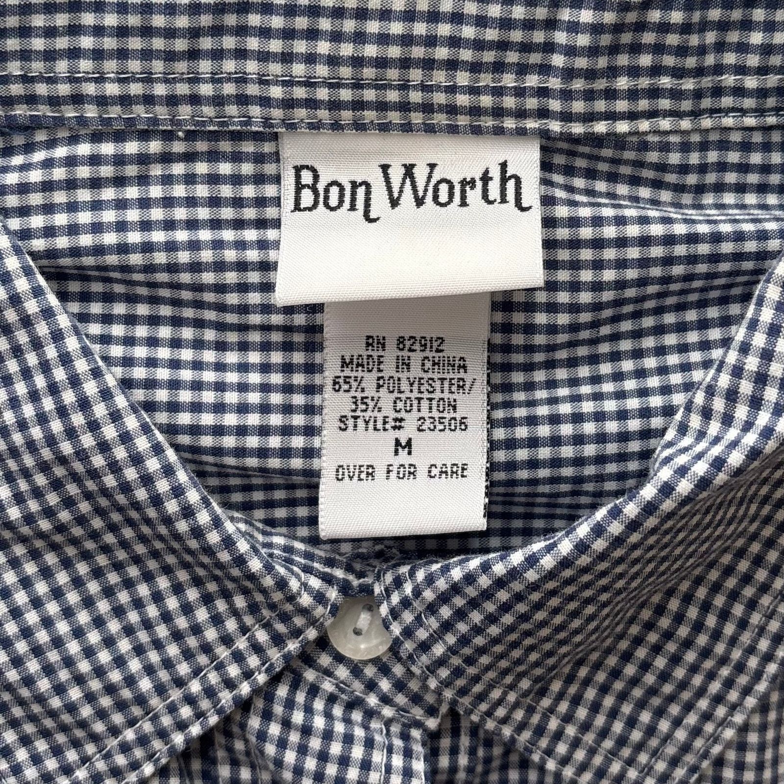 Other BonWorth Blue Gingham Nautical Embroidered Button-Down Shirt Size M / US 6-8 / IT 42-44 - 8 Thumbnail