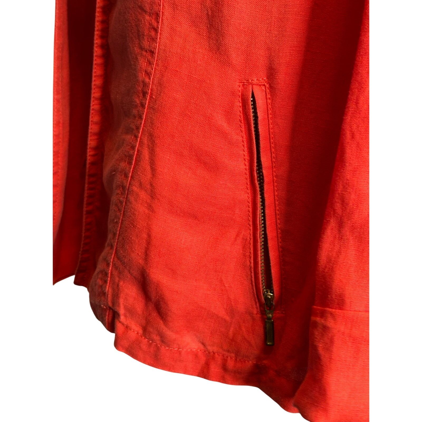 Chicos Chico’s orange linen open front moto jacket size 2 - large Size L / US 10 / IT 46 - 11 Thumbnail