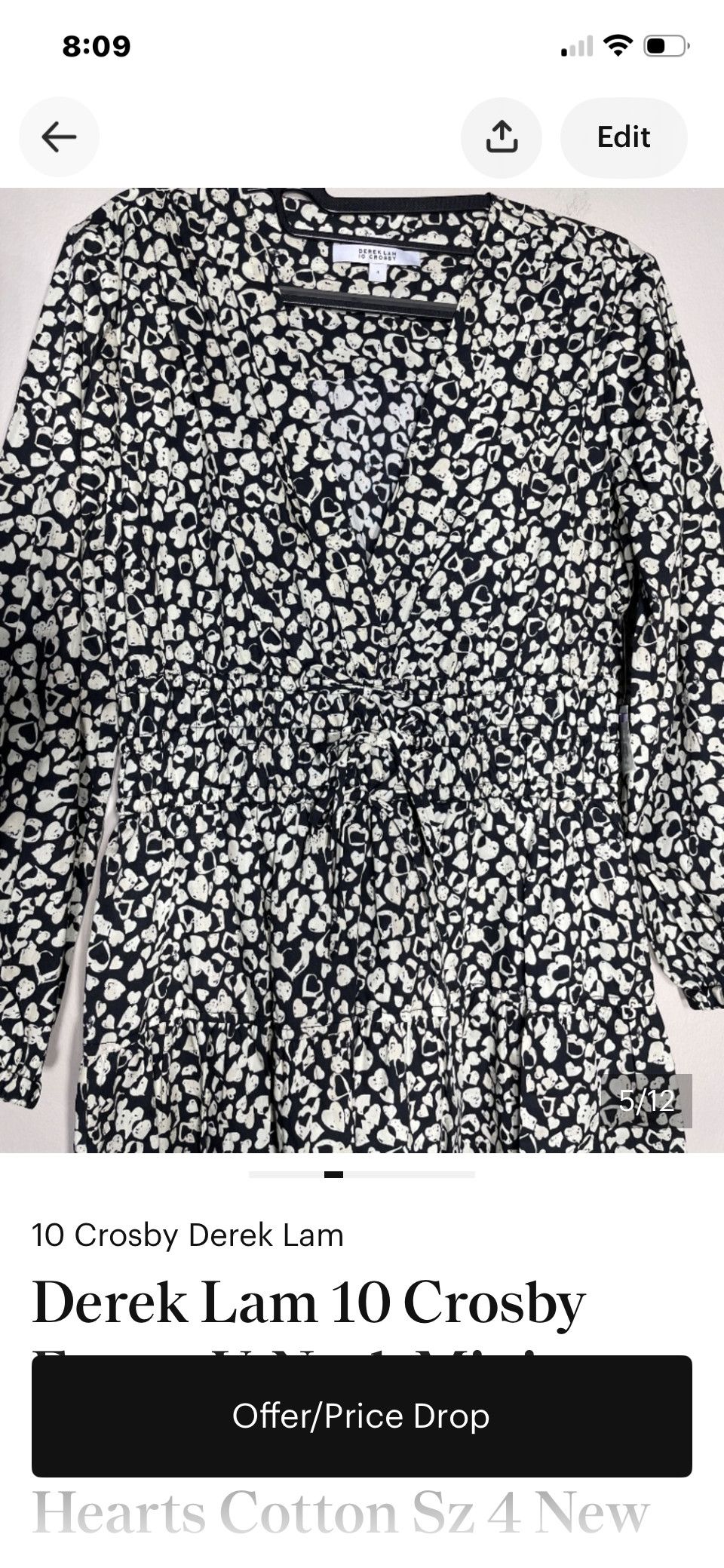 Derek Lam 10 Crosby Derek Lam 10 Crosby V-Neck Mini Dress Hearts Cotton Sz 4 New Size S / US 4 / IT 40 - 4 Thumbnail
