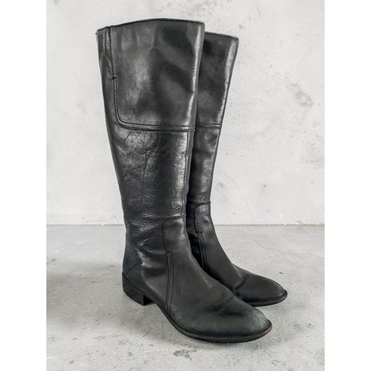 Franco Sarto Franco Sarto Black Knee High Leather Boots “Cristo” Wide Sha Size US 9.5 / IT 39.5 - 1 Thumbnail