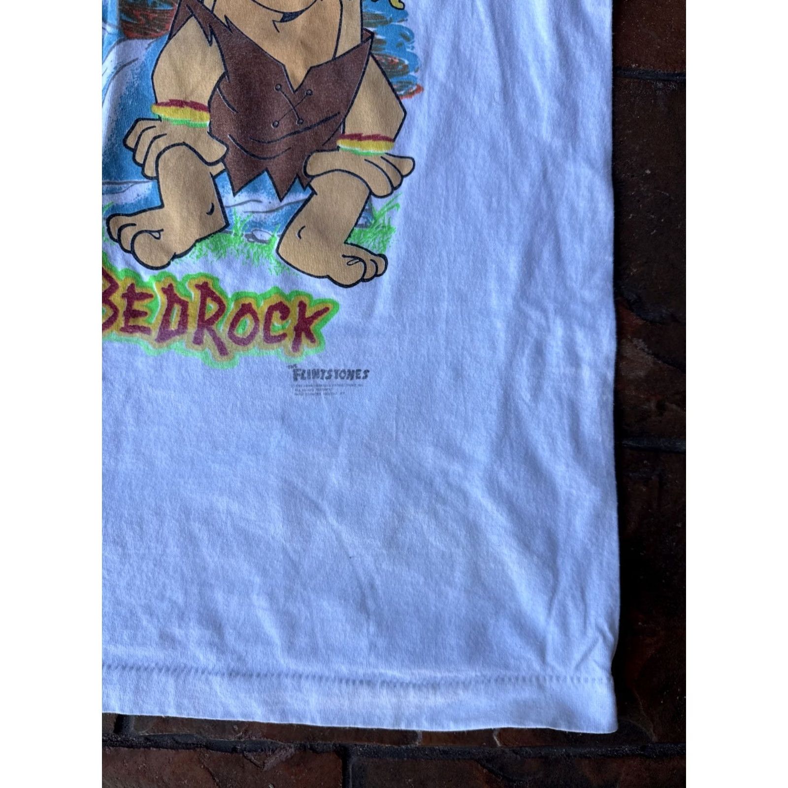 FRED VINTAGE Flintstones T-Shirt XL White Cotton Graphic Print Crew Neck Men 1993 Fred Dreadlock Bed Rock Hip Hop Cartoon Size US XL / EU 56 / 4 - 7 Thumbnail