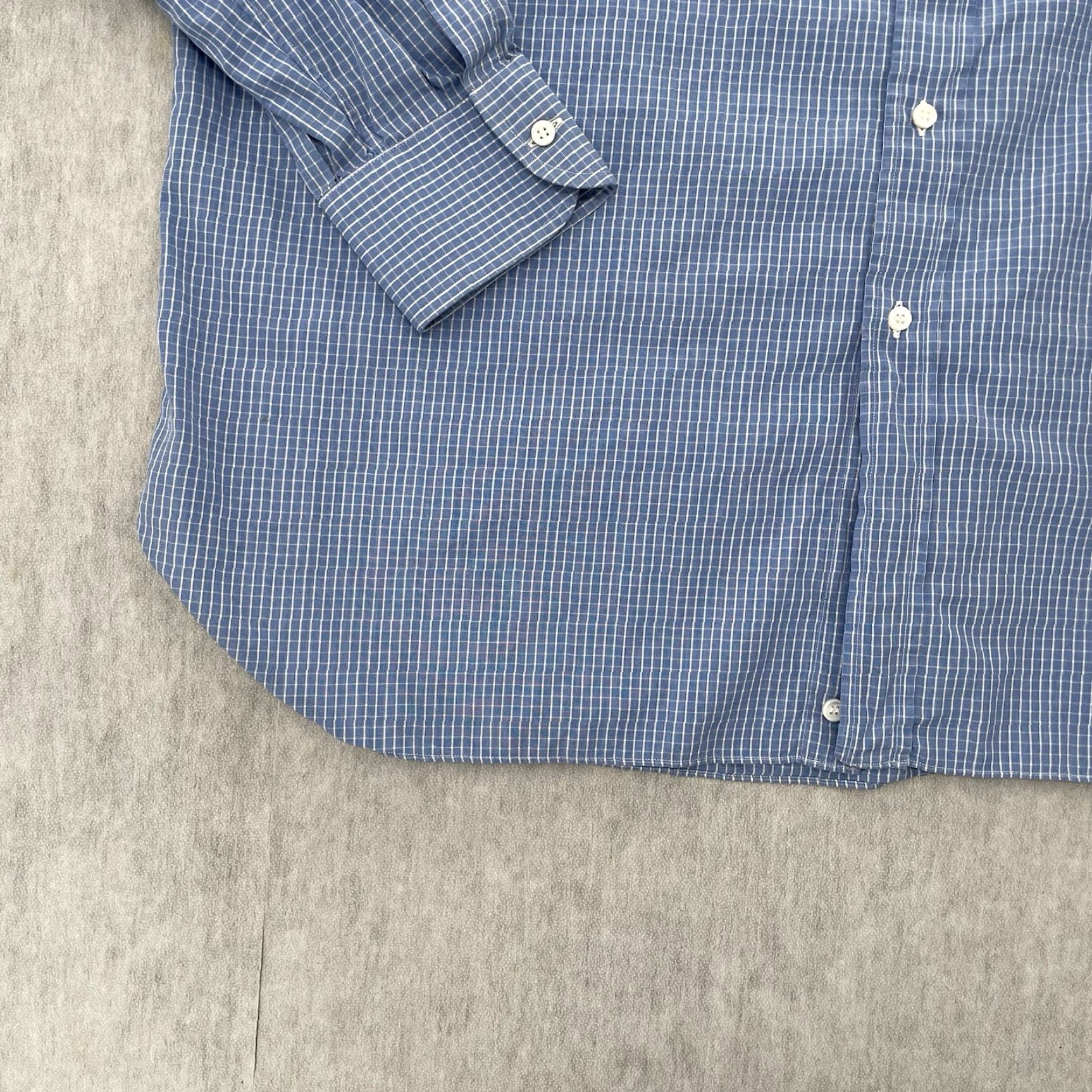 Brioni VINTAGE Brioni Shirt Men 17 Blue Check Long Sleeve Cotton Business Dresswear Italy Size US XL / EU 56 / 4 - 4 Thumbnail