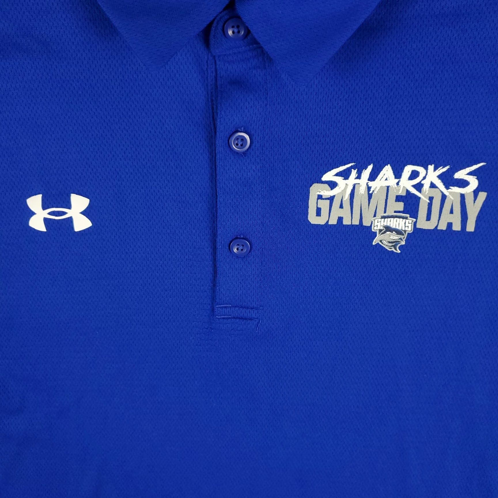 Under Armour Under Armour Shirt Mens XL Blue Sharks Casual Short Sleeve Polo Size US XL / EU 56 / 4 - 2 Thumbnail