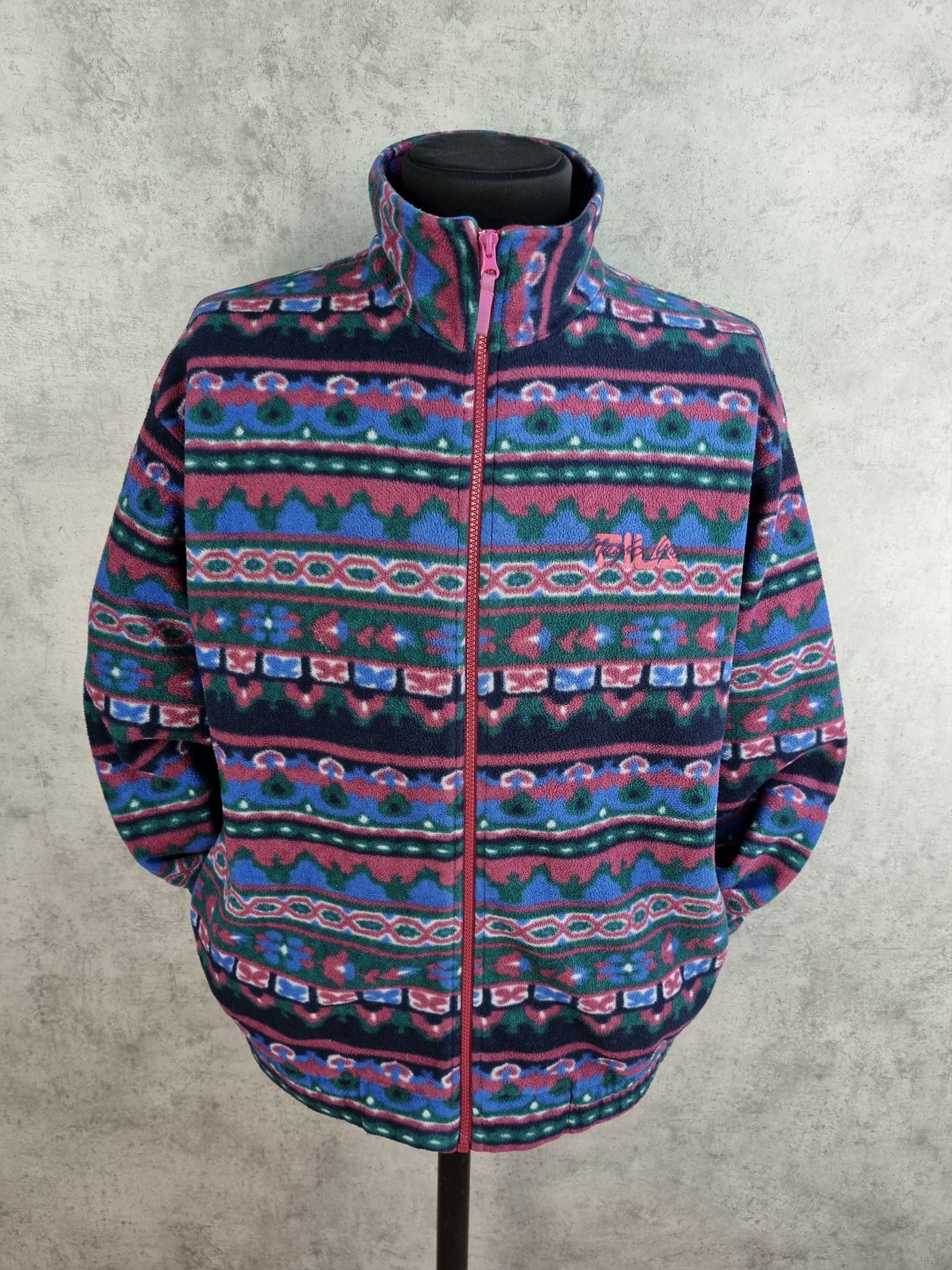Fila × Vintage 90s Italian FILA Magic Line Fleece Abstract Paisley Print Size US M / EU 48-50 / 2 - 15 Thumbnail