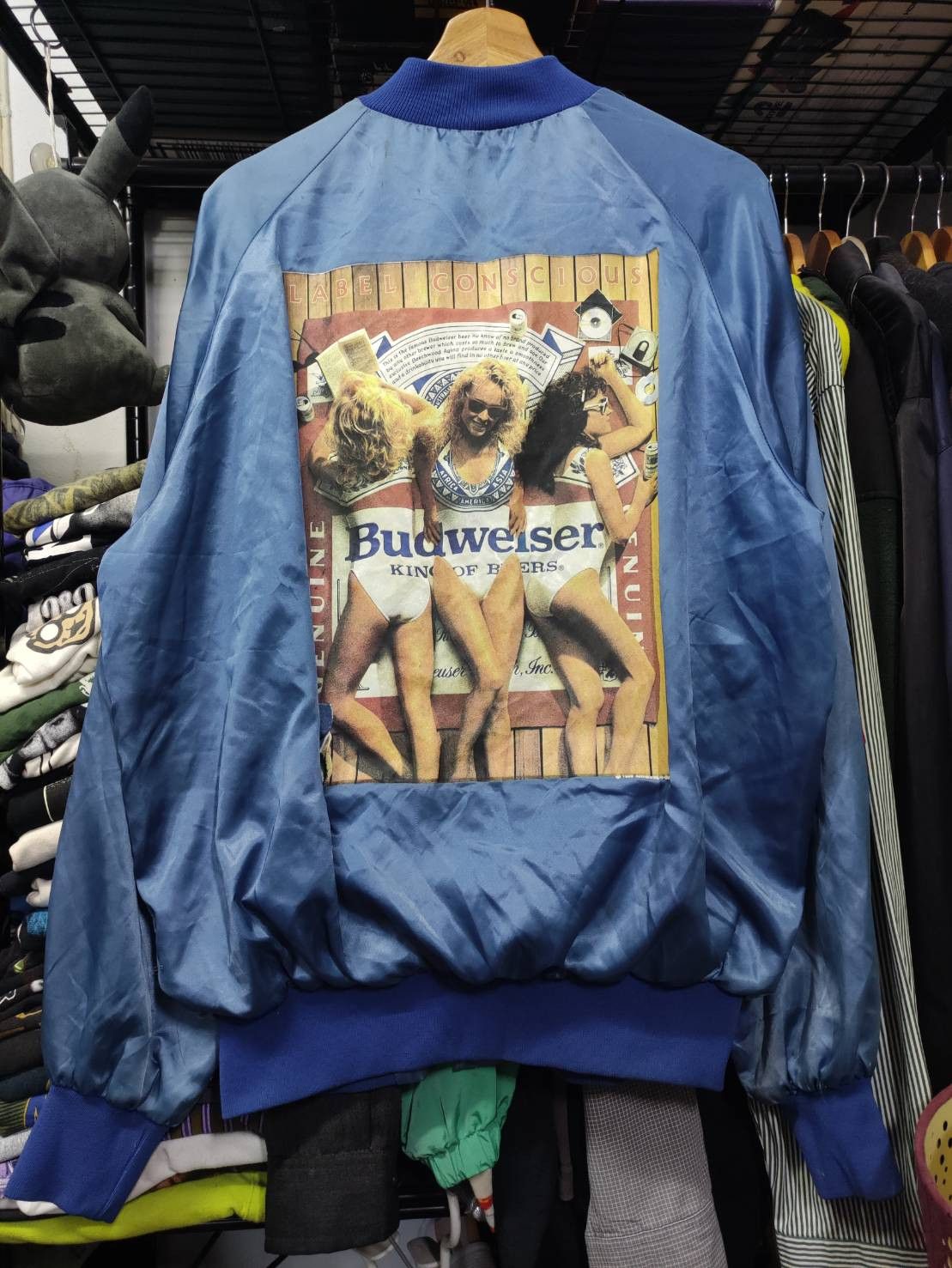 Budweiser Vtg 80's Budweiser Beer Label Conscious Promo USA Bomber Size US XL / EU 56 / 4 - 11 Thumbnail