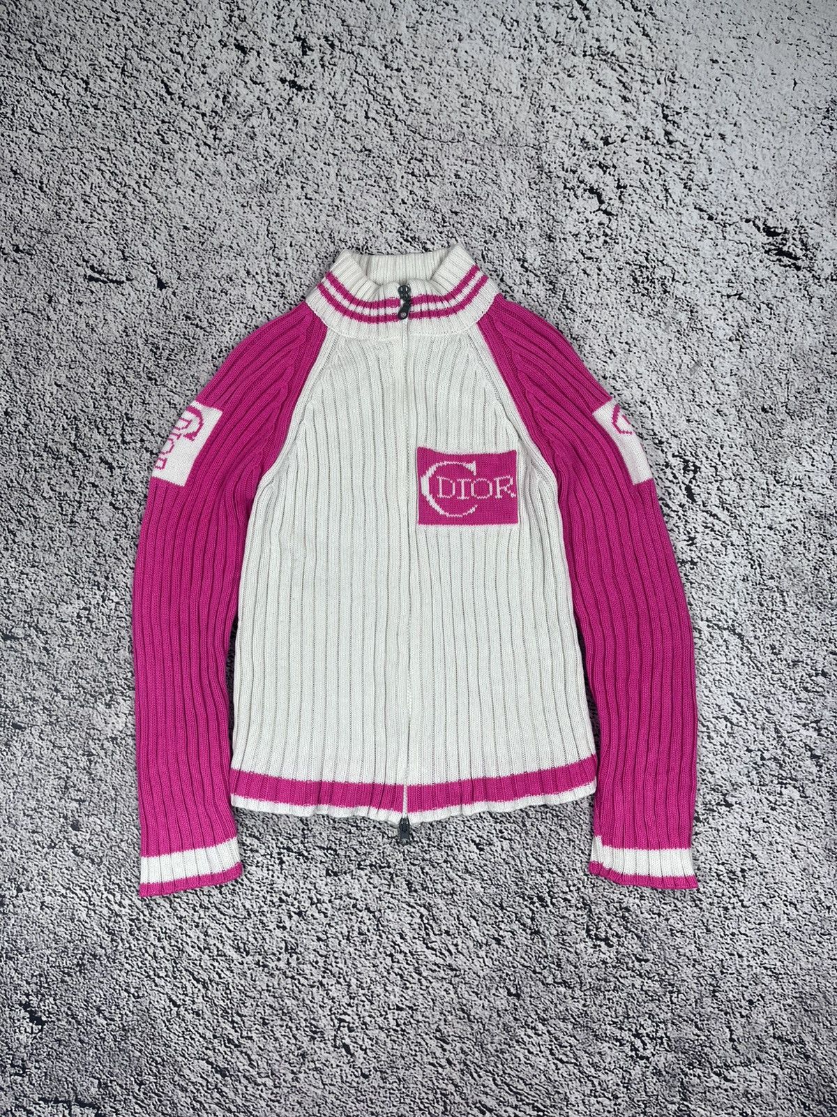 Japanese Brand Vintage Y2K Logo Knit Cable Zip Up Japanese Sweater Size M / US 6-8 / IT 42-44 - 1 Thumbnail
