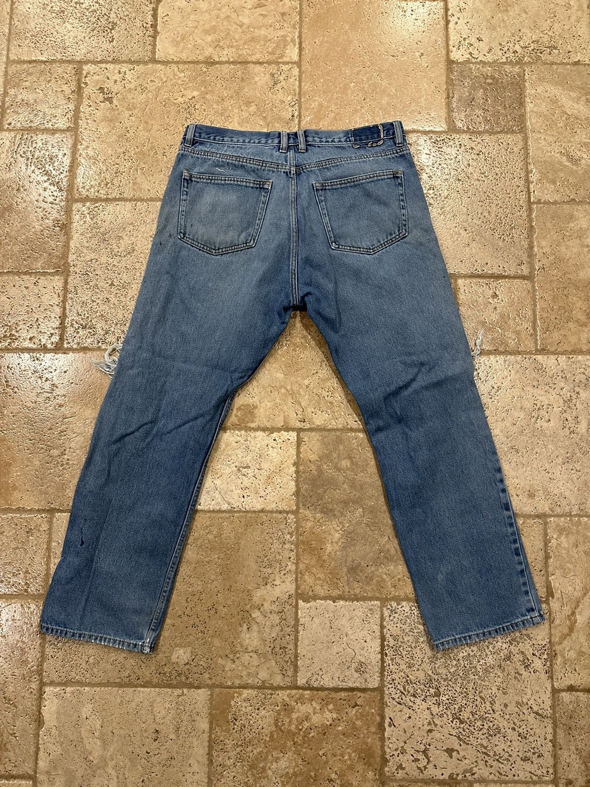 Architect × Vintage Vintage Architect Distressed Stone Paint Denim Blue Jeans Size US 36 / EU 52 - 10 Thumbnail