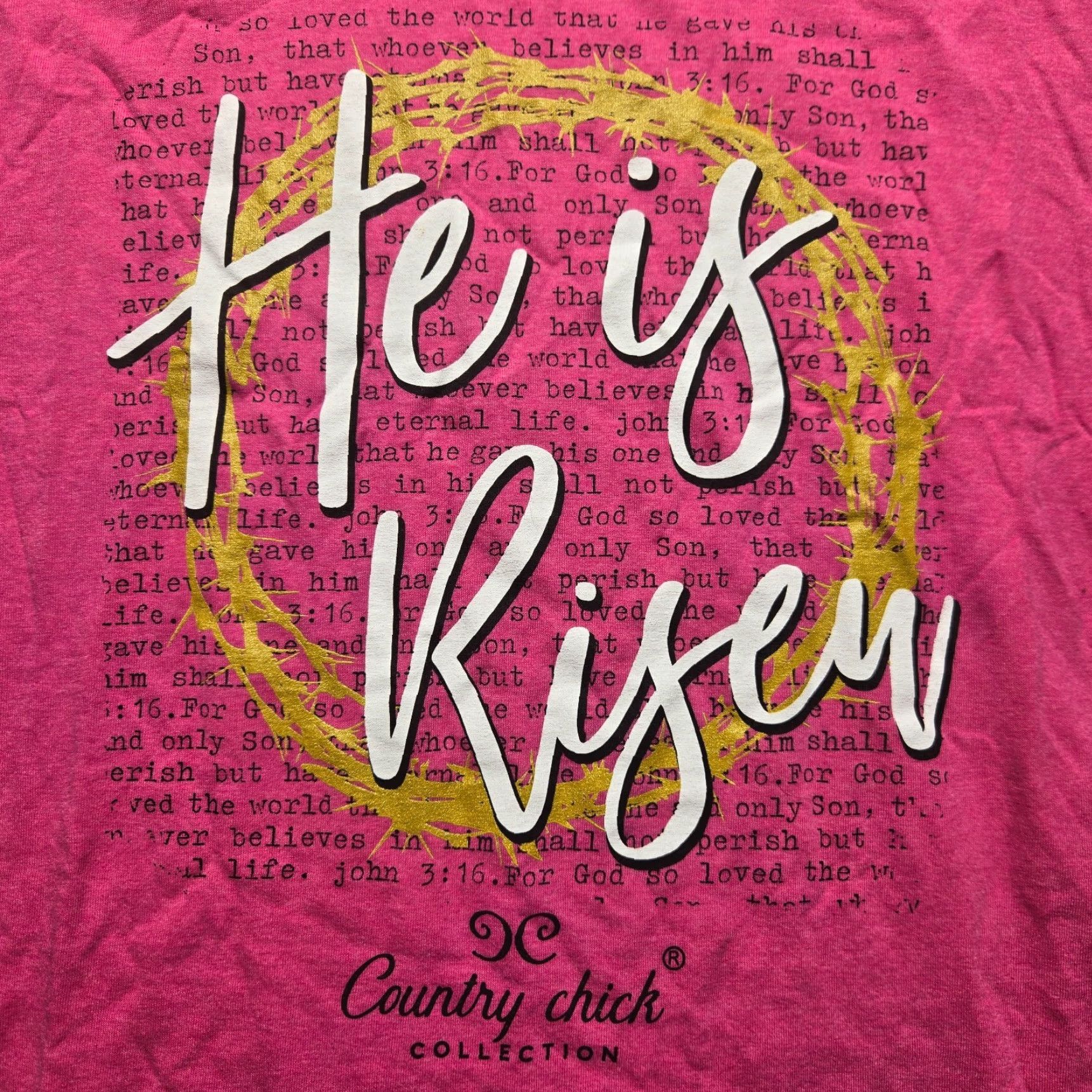 Vintage Country Chick Shirt Women XL Pink Easter He Is Risen T-Shirt Womens XL Pink Easter Jesus Christian Quote Shirt Size XL / US 12-14 / IT 48-50 - 2 Thumbnail