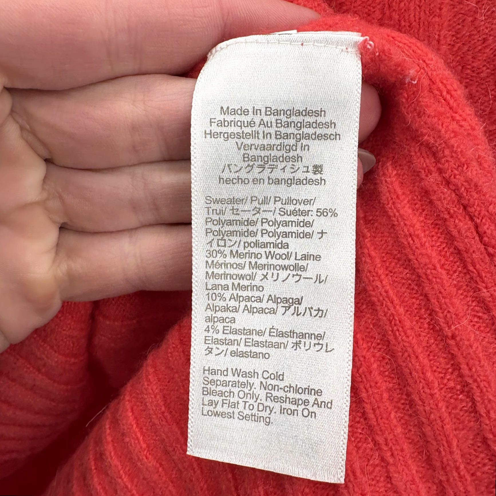 J.Crew J Crew Sweater Womens XL Red Mock Neck Ribbed Merino Alpaca Soft Knit Pullover Size XL / US 12-14 / IT 48-50 - 4 Thumbnail