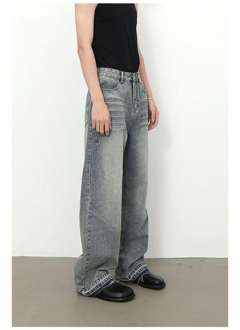 Japanese Brand Men's Retro Loose Straight Washed Distressed Wide Leg Jeans Size US 32 / EU 48 - 4 Thumbnail