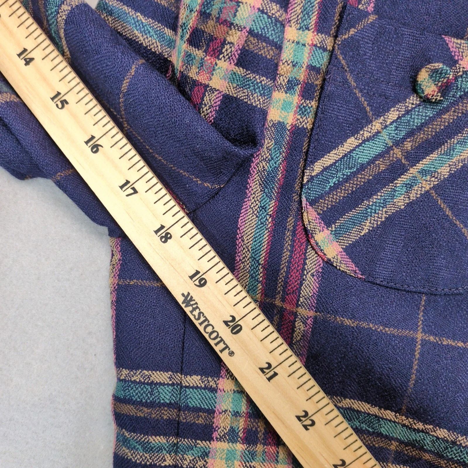 Vintage Doncaster Custom Navy Plaid Button-Front Jacket Women's M Size M / US 6-8 / IT 42-44 - 6 Thumbnail