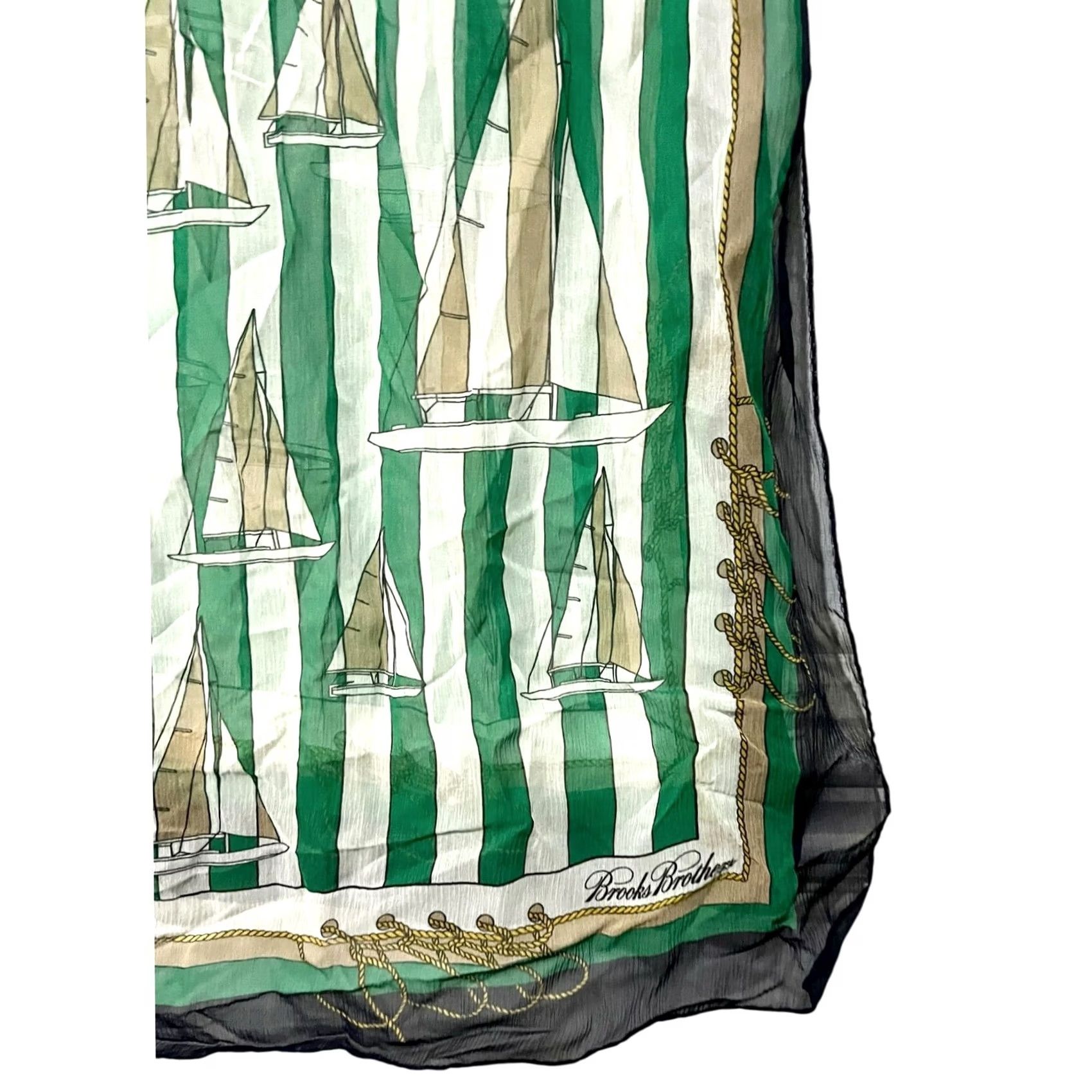 Brooks Brothers Brooks Brothers Women’s Silk Chiffon Scarf Crinkle Nautical Sailboats 70” X 25” Size ONE SIZE - 3 Thumbnail
