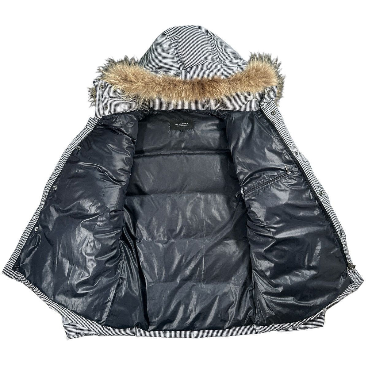 Burberry 00’s Burberry Gingham Check Fur Hood Down Puffer Jacket Size US L / EU 52-54 / 3 - 2 Thumbnail