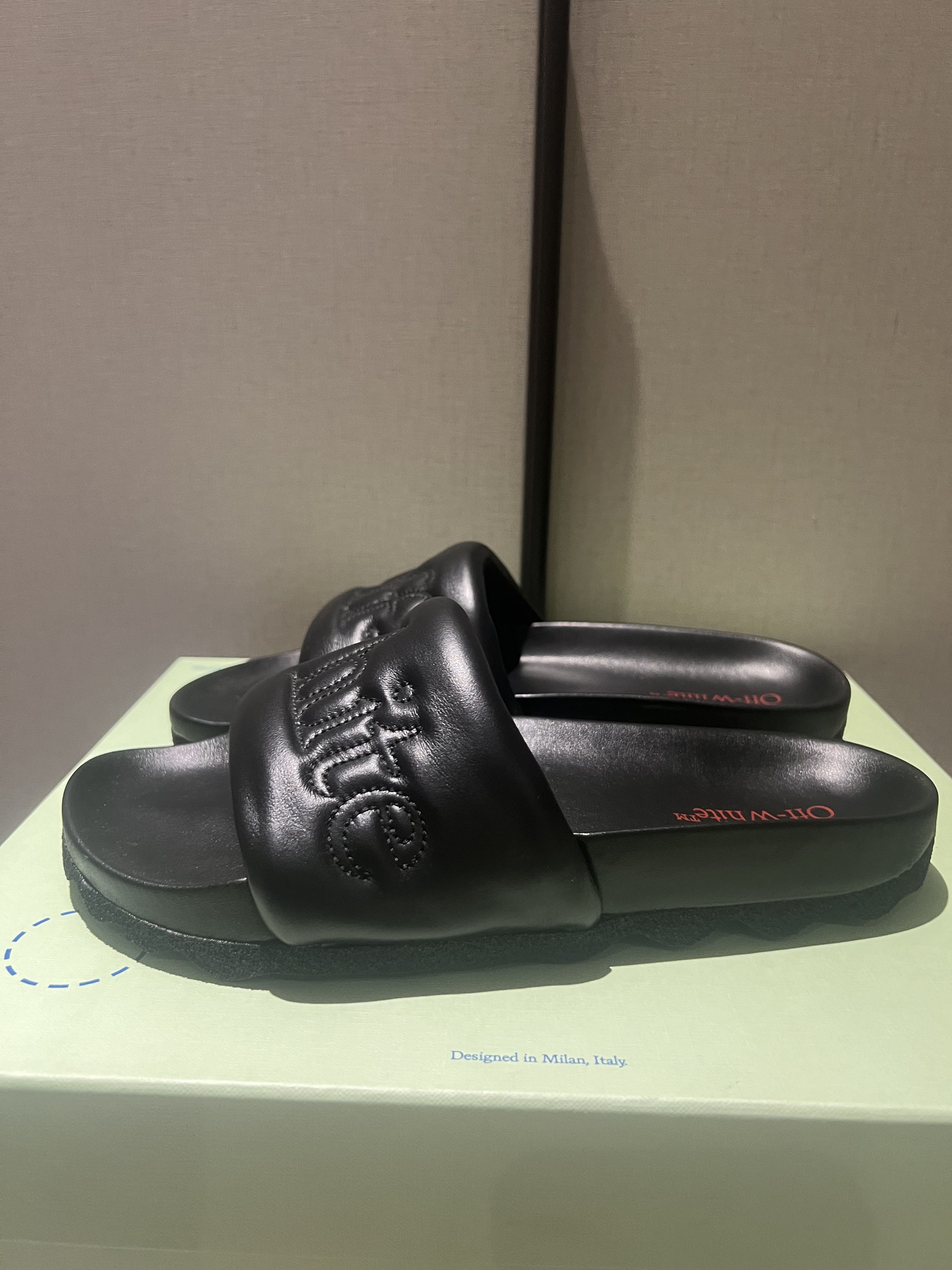 Off-White Off-White Bookish Leather Slider Size US 7 / EU 40 - 3 Thumbnail