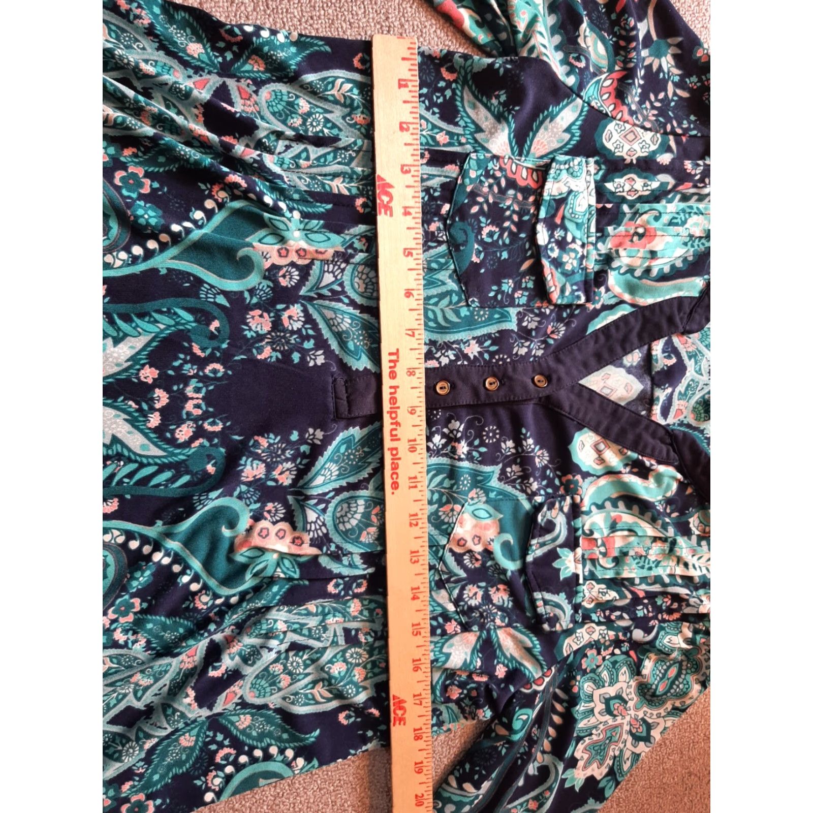 Vintage By Design Studio 3/4 Sleeve Floral Shirt Blue Top Womens Large L Size L / US 10 / IT 46 - 5 Thumbnail