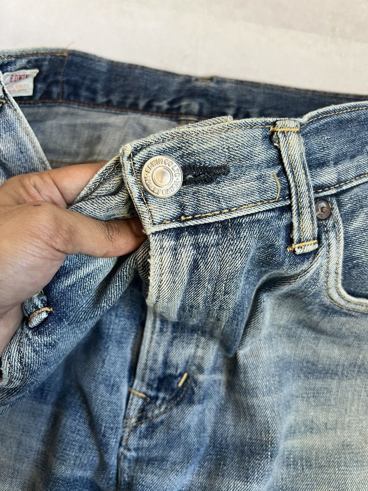 Edwin Edwin 505z Orange Selvedge Distressed Denim Size US 37 - 8 Thumbnail