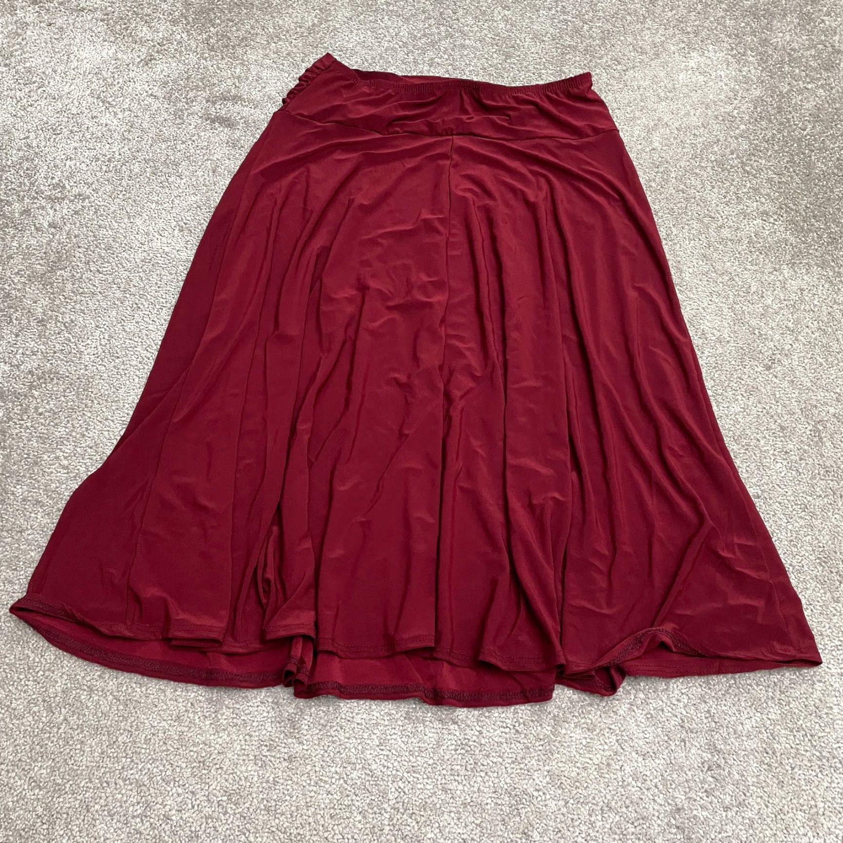 Vintage J.m Fleurette Skirt Womens L Midi A-Line Red Elastic Waist Stretch Knit Casual Vintage No Size 36" / US 14 / IT 50 - 2 Thumbnail