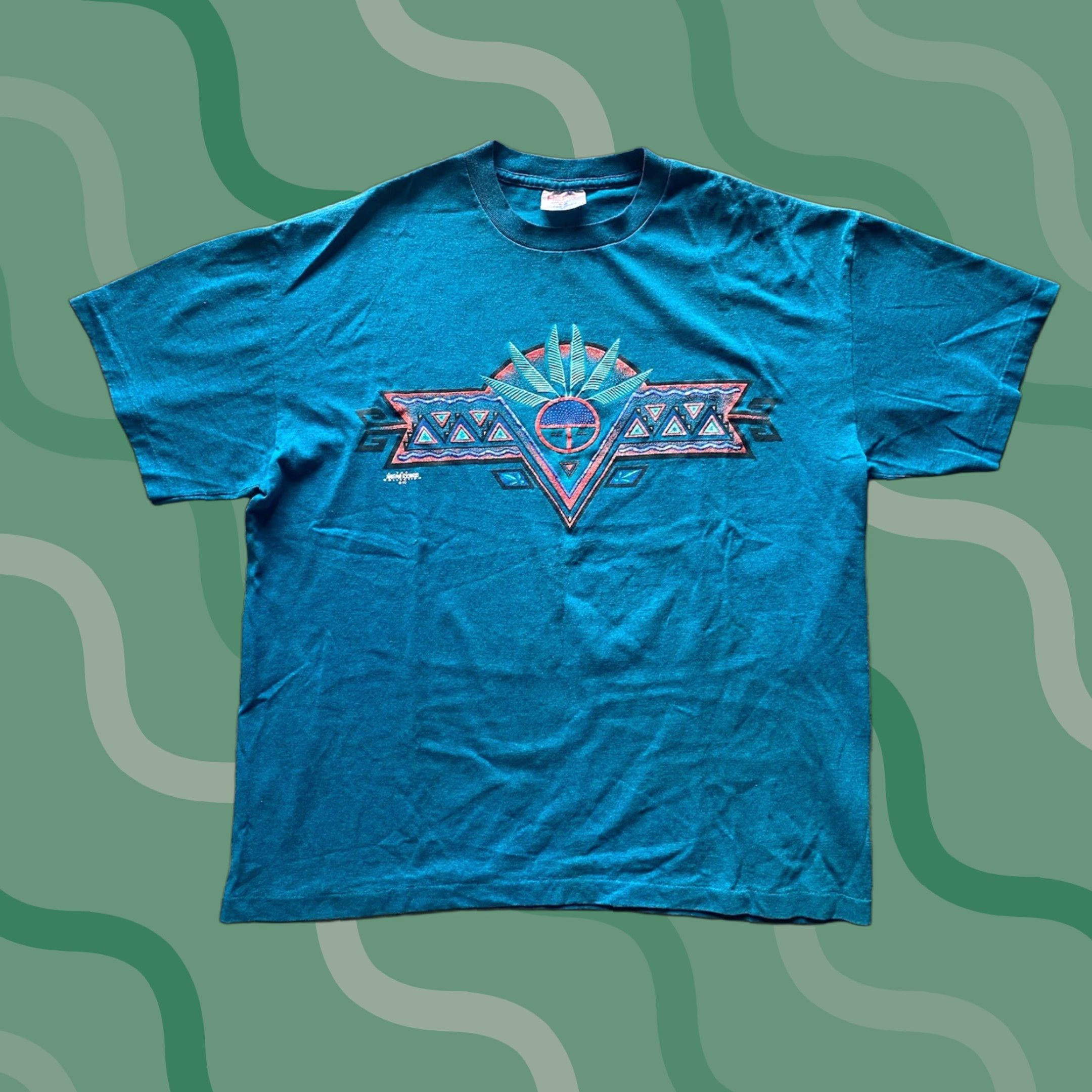 TEE JAYS VINTAGE Teejays HEF-T Single Stitch T Shirt Mens XL Blue 1990s Nathan Richards Tee-Jays Mens Shirt Blue XL Vintage Size US XL / EU 56 / 4 - 1 Thumbnail