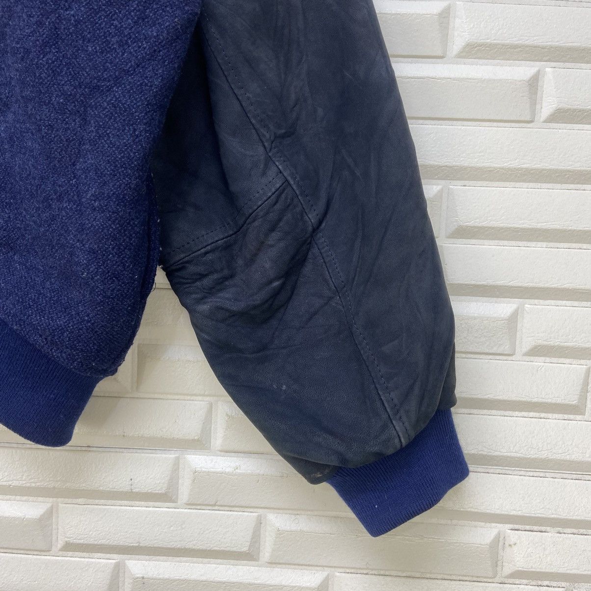 Japanese Brand Vintage 80s Papas Sport 35 Big Logo Sheepskin Sleeve Varsity Size US L / EU 52-54 / 3 - 12 Thumbnail