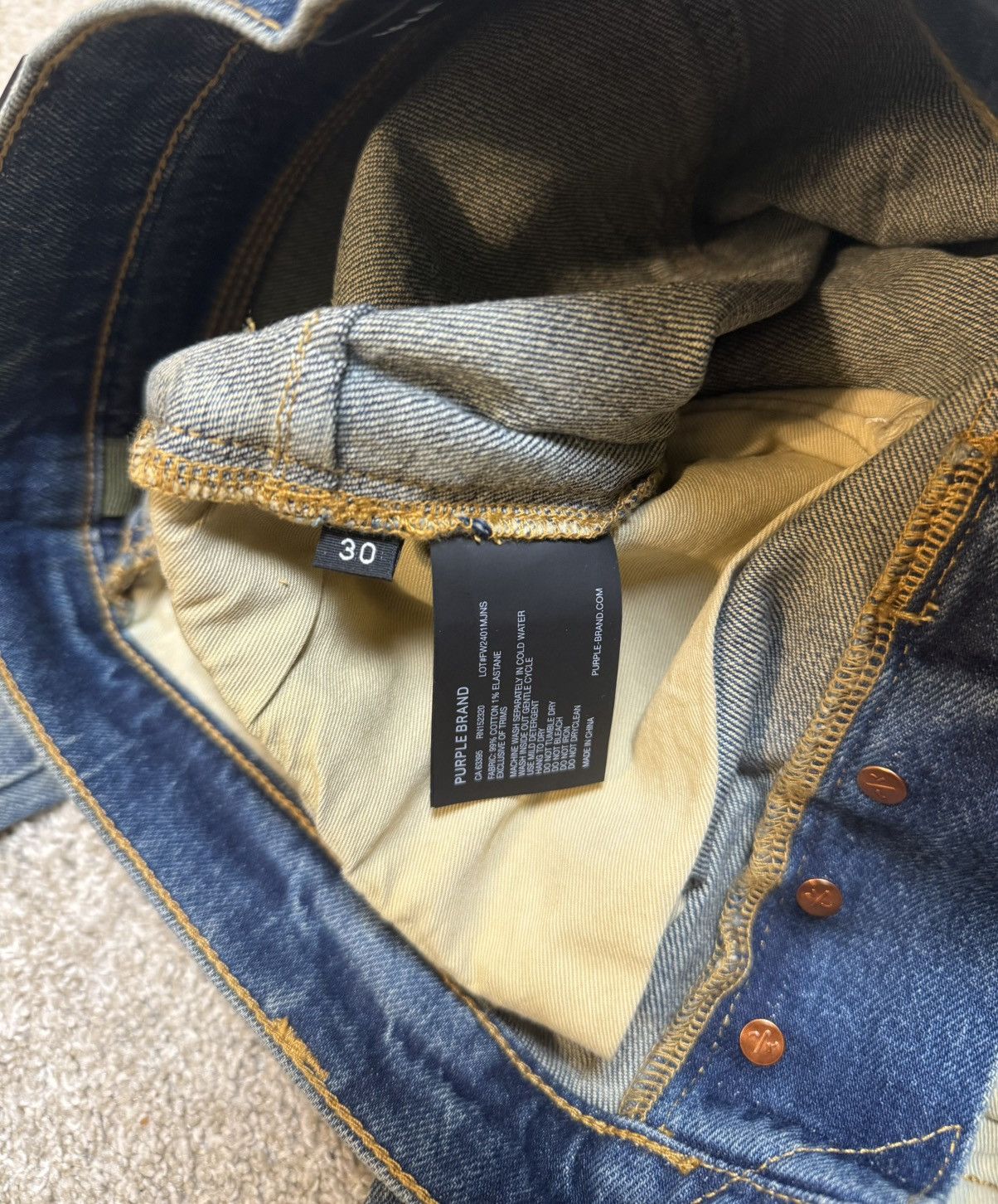 Purple Brand Purple Brand Shadow Seam Distressed Skinny Jeans P001 Size US 30 / EU 46 - 6 Thumbnail