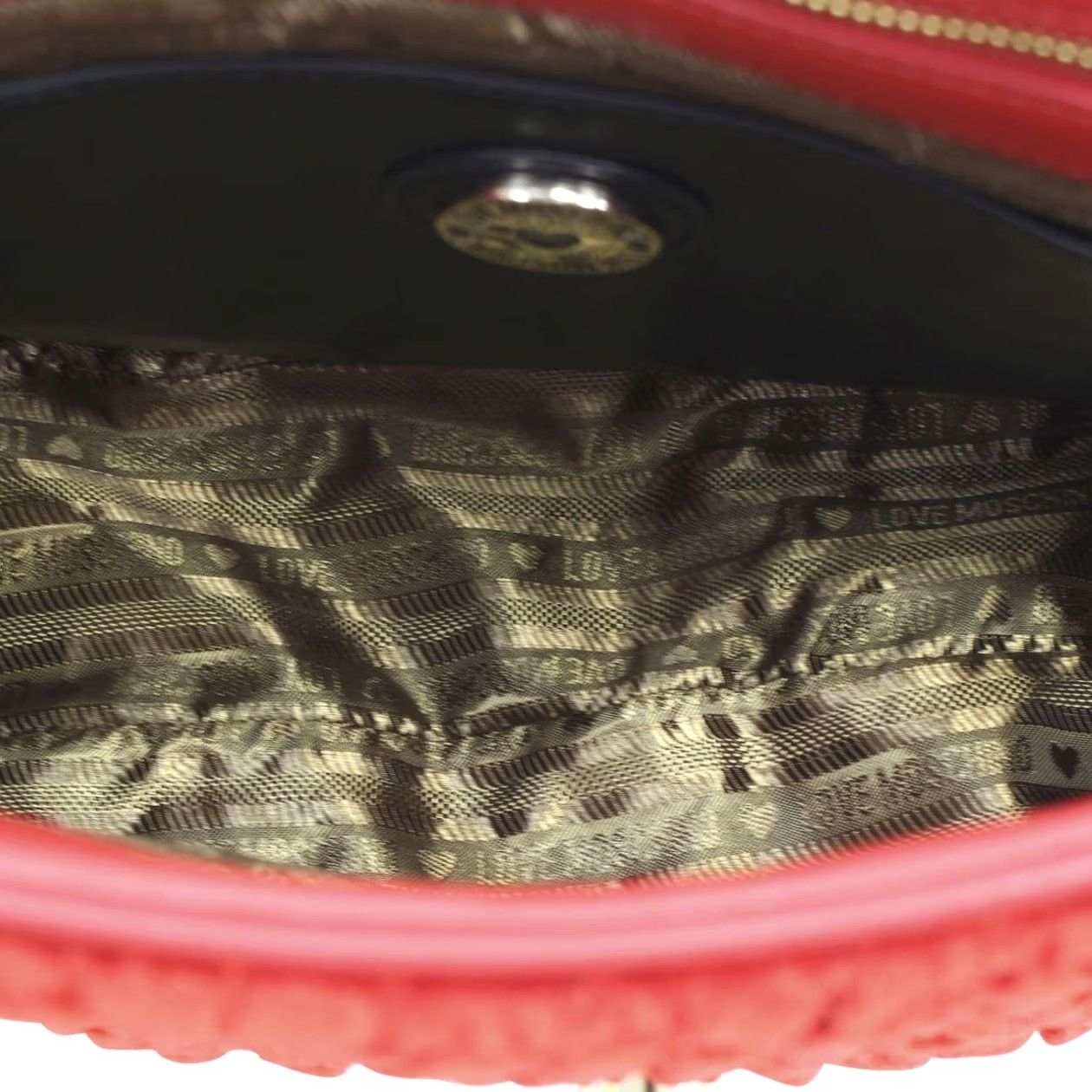 Moschino Love Moschino Womens Red Gathered Velvet Flap Over Shoulder Handbag Size ONE SIZE - 6 Thumbnail