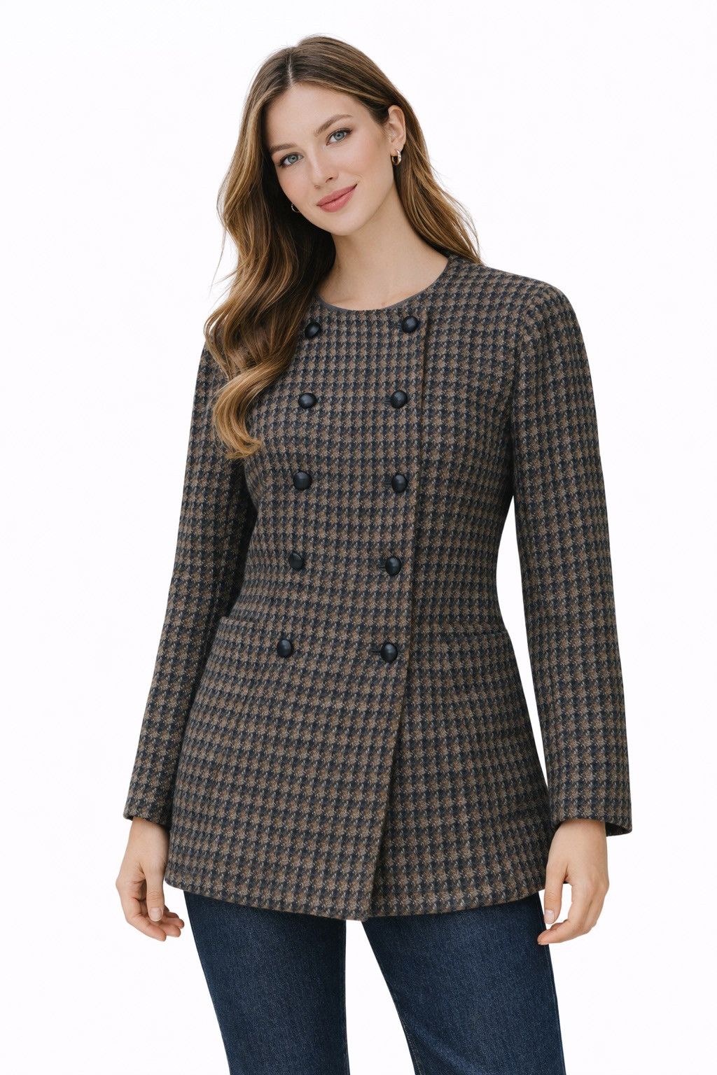 Balenciaga Balenciaga Houndstooth Double Breasted Wool Jacket Size S / US 4 / IT 40 - 1 Thumbnail